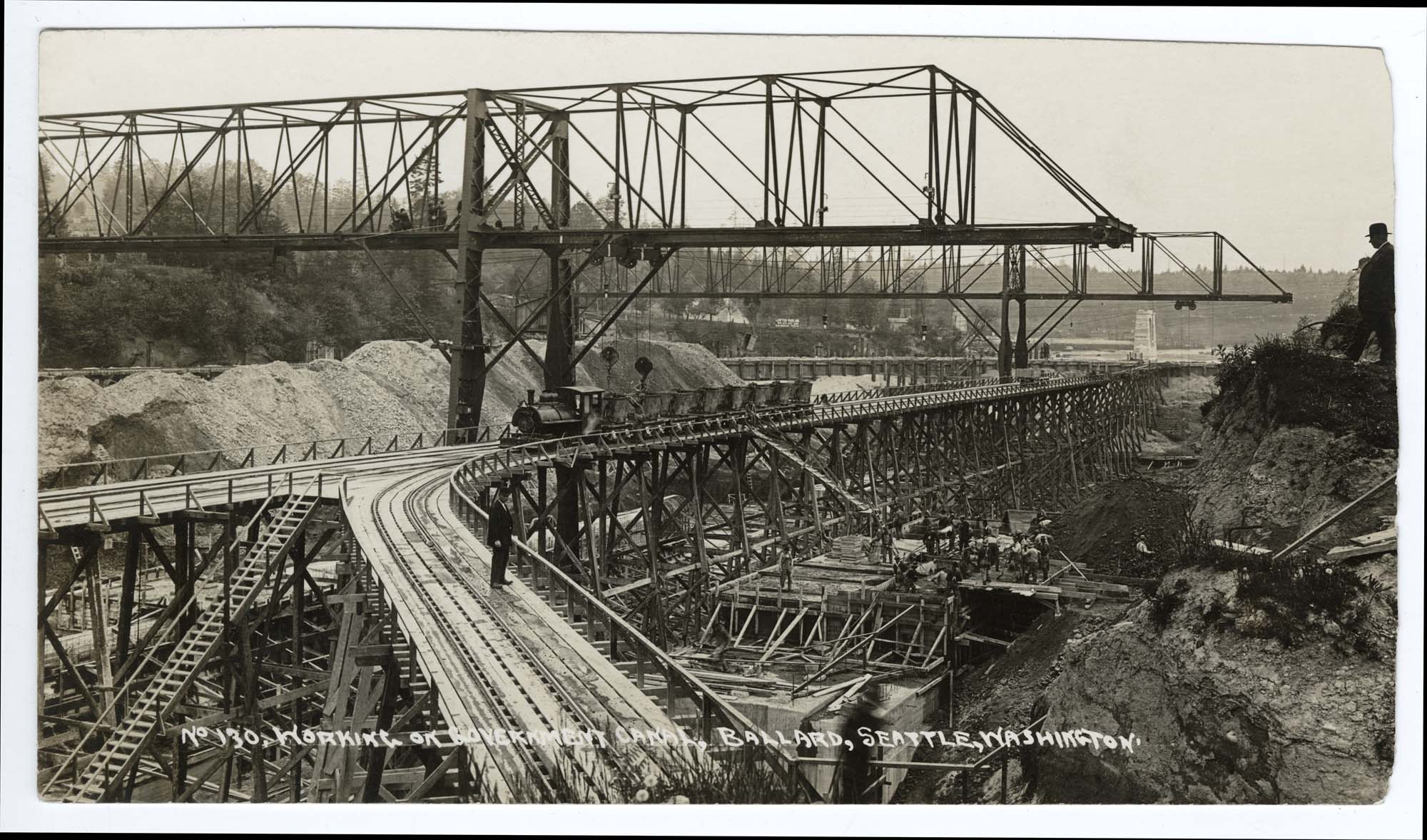 Image of Lake Washington Ship Canal under construction, Seattle, circa 1914