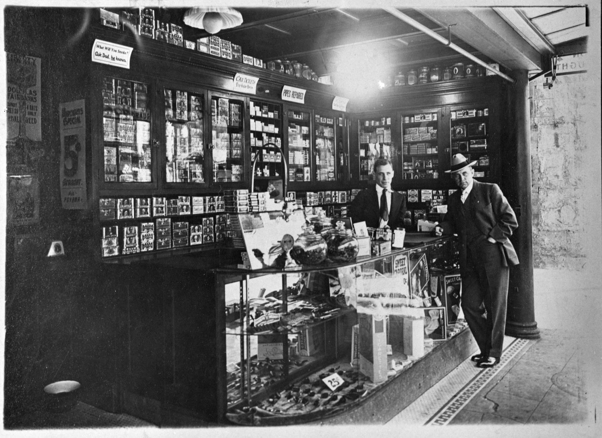 Image of Tobacco counter at the Merchant's Cafe, Seattle, circa 1916