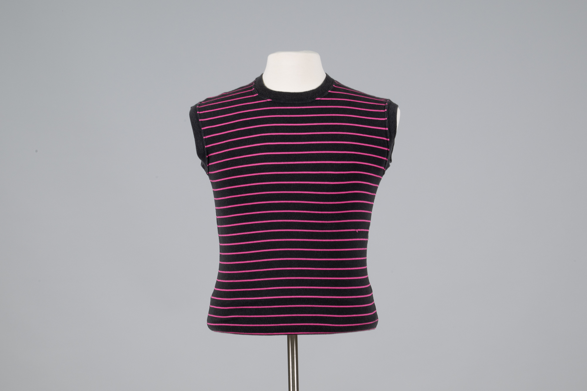 Image of Fitted tank top with pink stripes, ca. 1980s-1990s