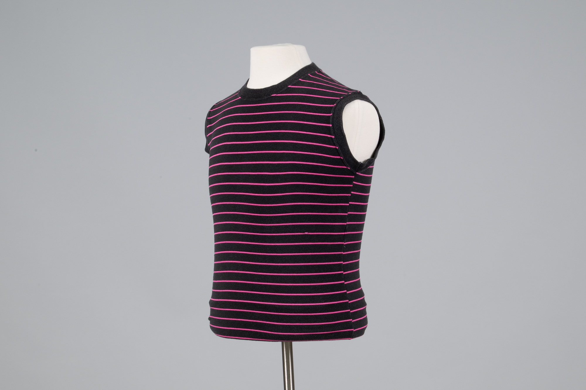 Image of Fitted tank top with pink stripes, ca. 1980s-1990s