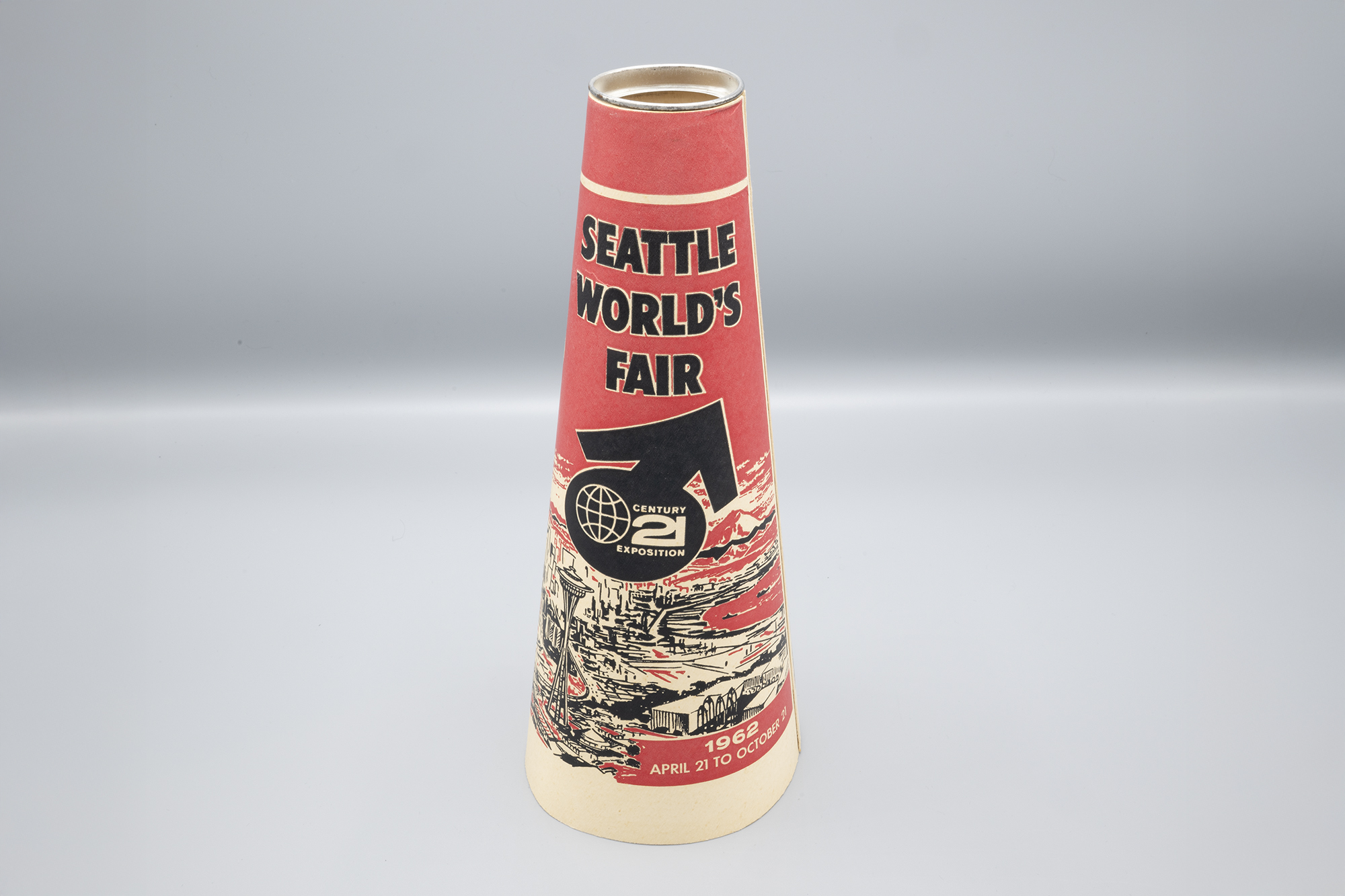 Image of Paper megaphone and popcorn holder from the Century 21 Exposition, 1962