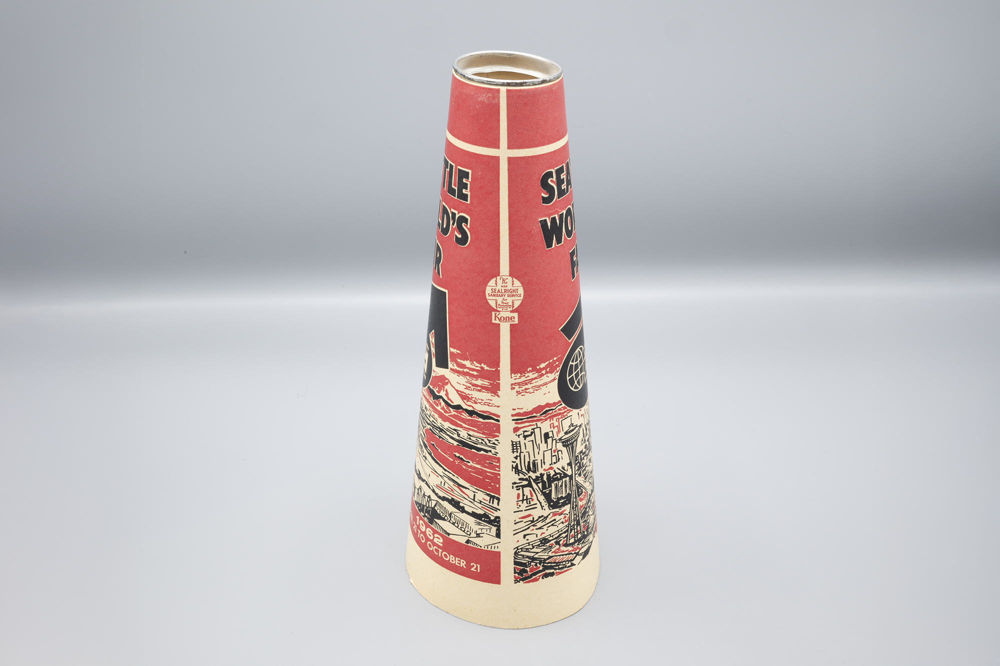 Image of Paper megaphone and popcorn holder from the Century 21 Exposition, 1962