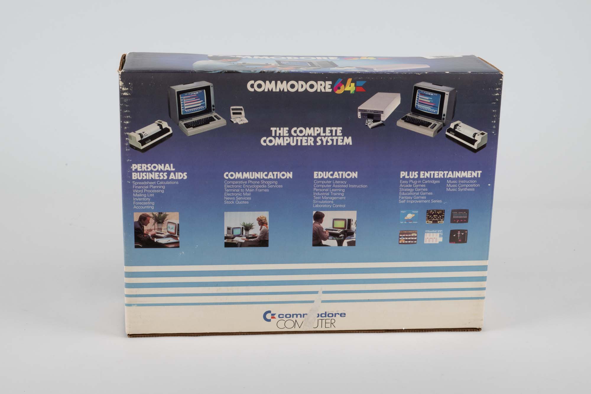 Image of Commodore 64 computer, with manuals and accessories, ca. 1982