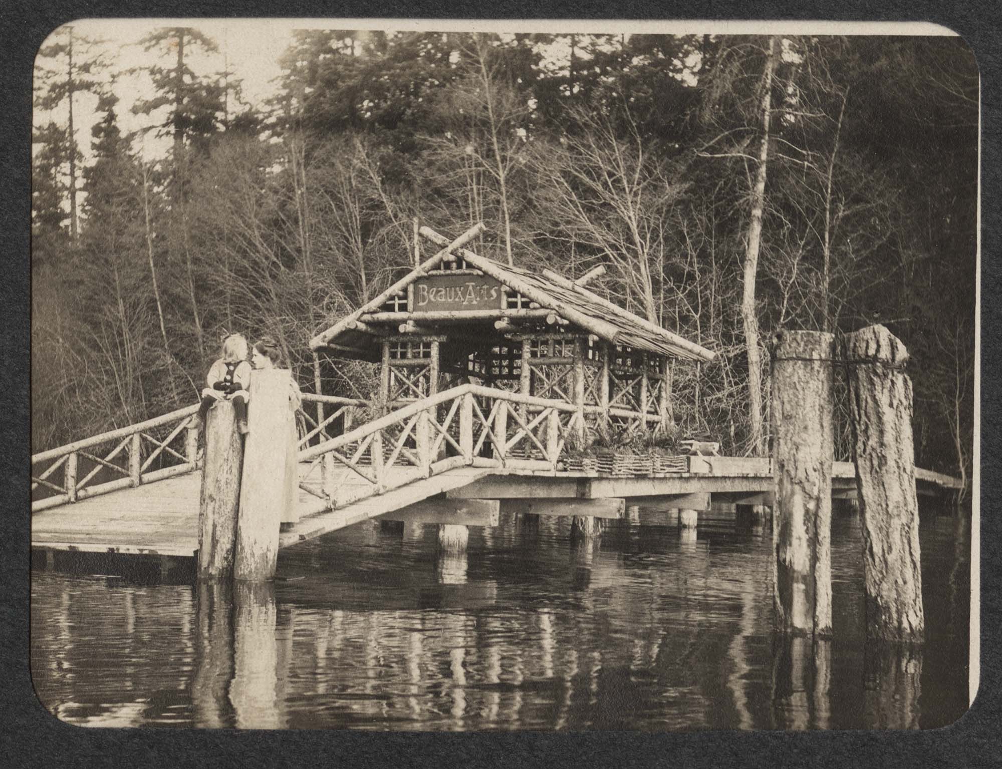 Image of Beaux Arts Village gazebo on bridge, circa 1910