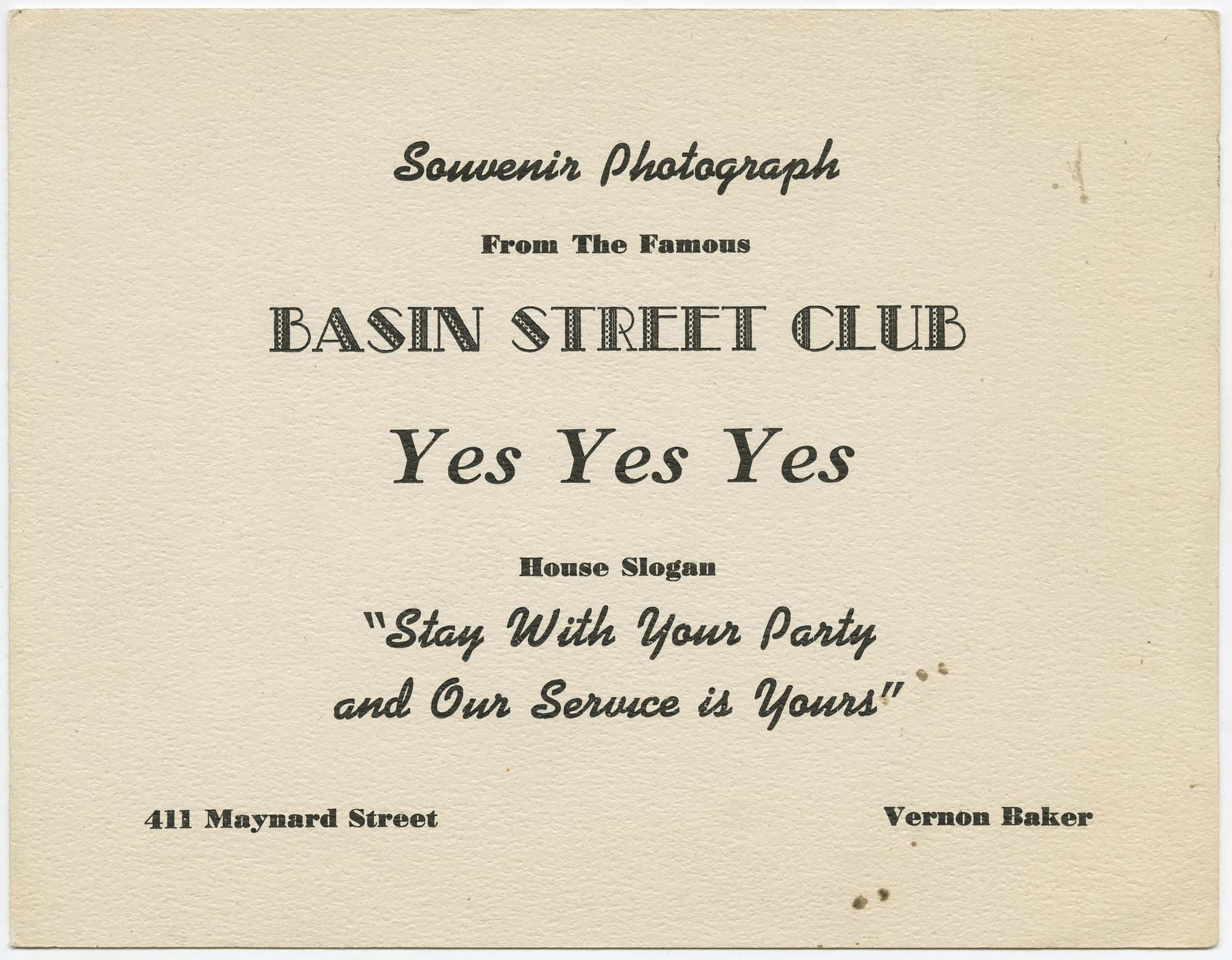 Image of Souvenir photo folder from the Basin Street Club, Seattle, circa 1945