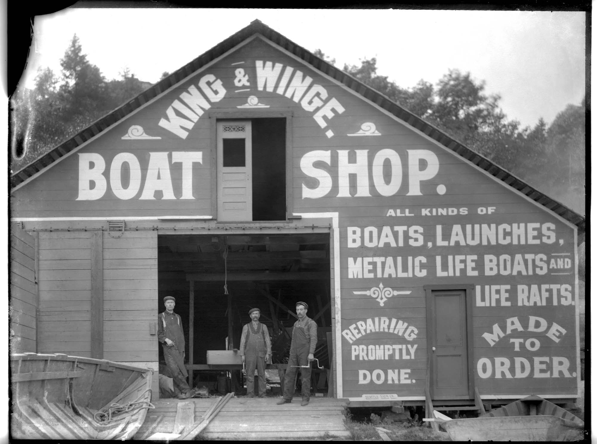 Image of King and Winge Boat Shop, Seattle, circa 1906