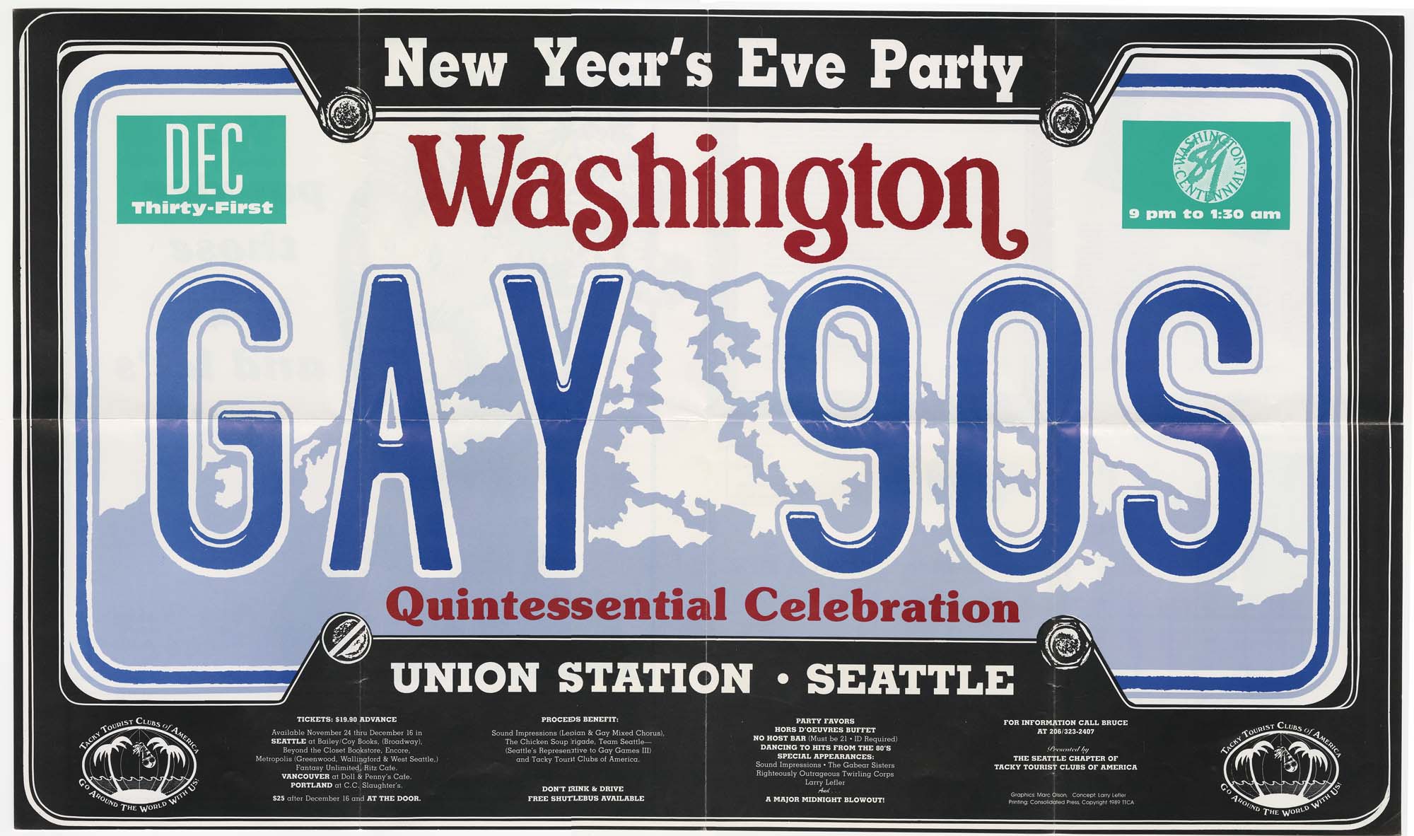 Image of Mailer for Gay Nineties New Year's Eve party, 1989