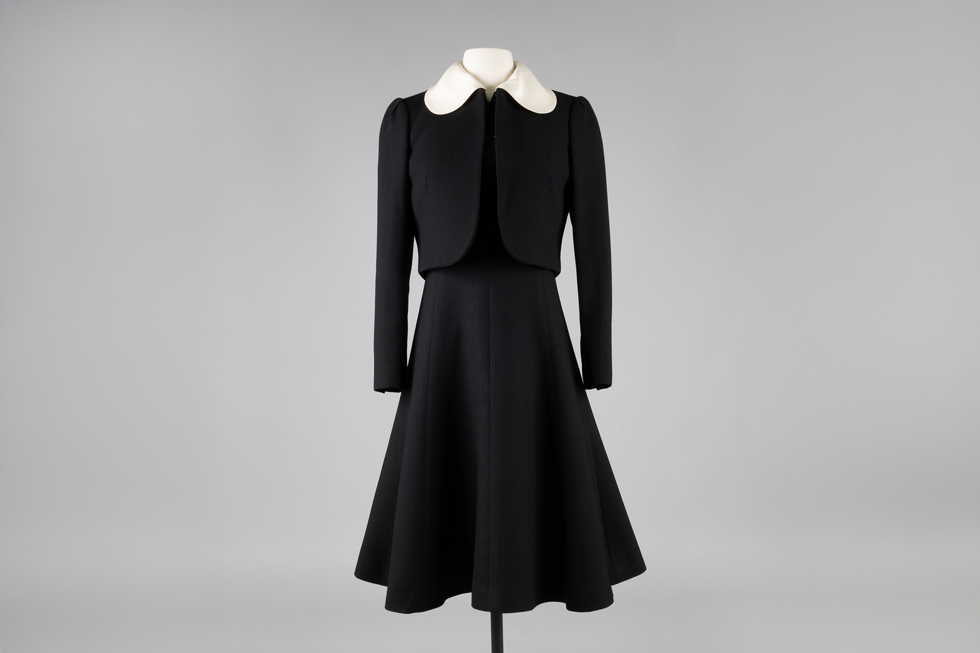 Image of Black dress and jacket ensemble from The Bon Marché, ca. 1971