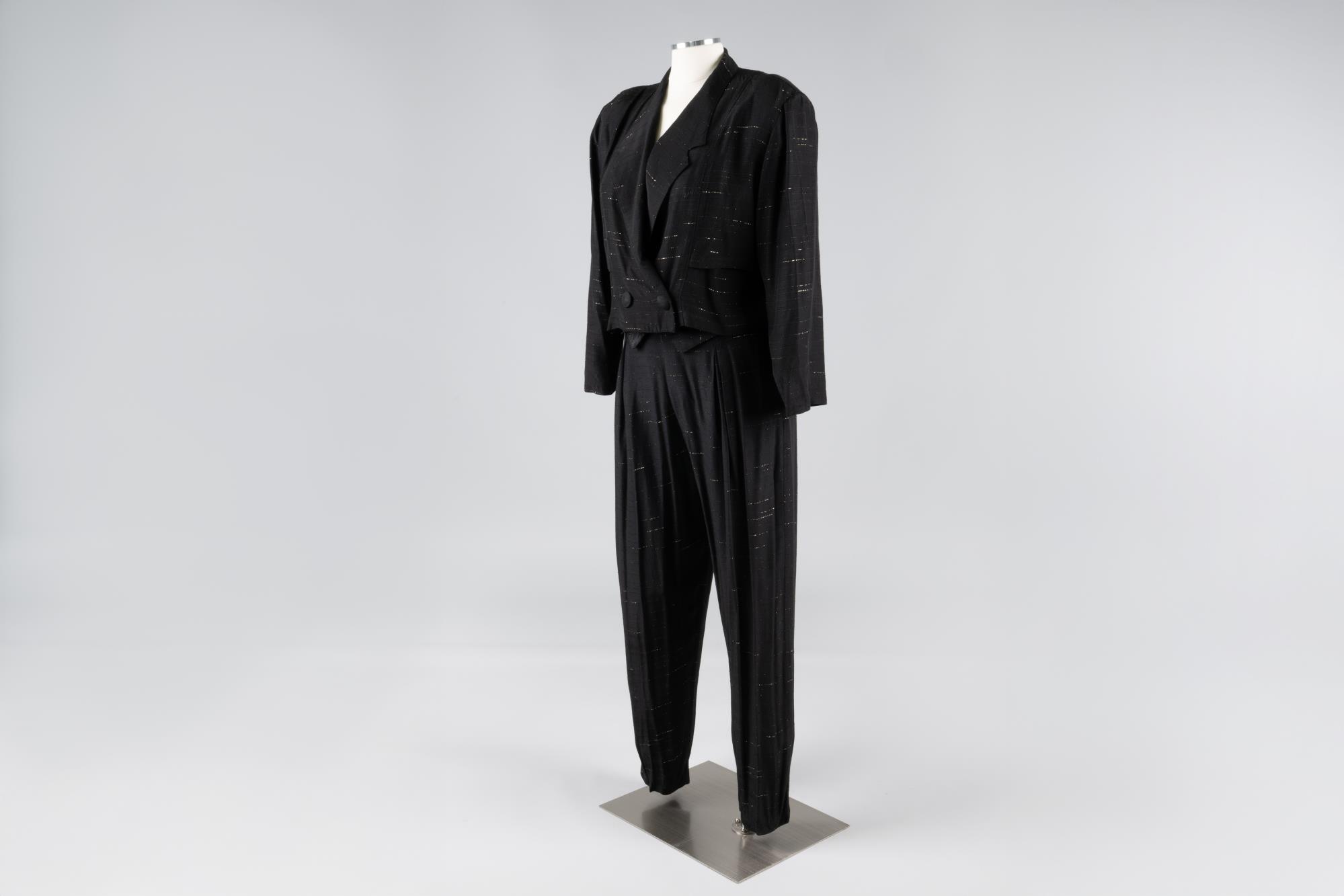 Image of Black and gold evening suit, ca. 1988-1992