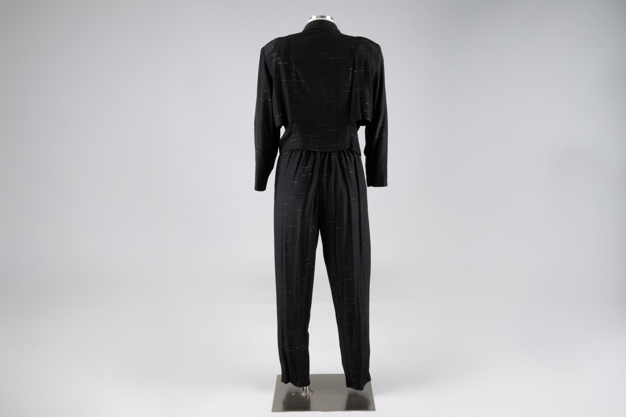 Image of Black and gold evening suit, ca. 1988-1992