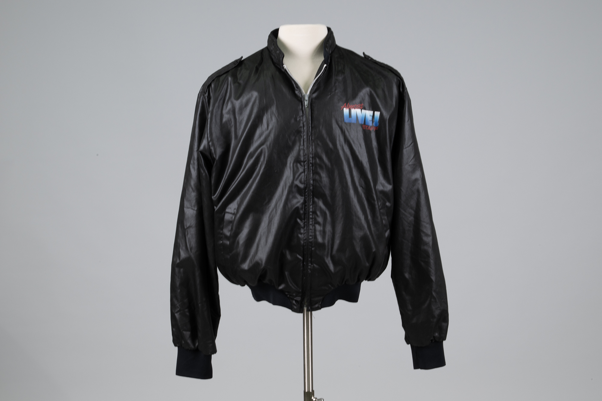 Image of Almost Live! staff jacket owned by Jim McKenna, 1984-1985