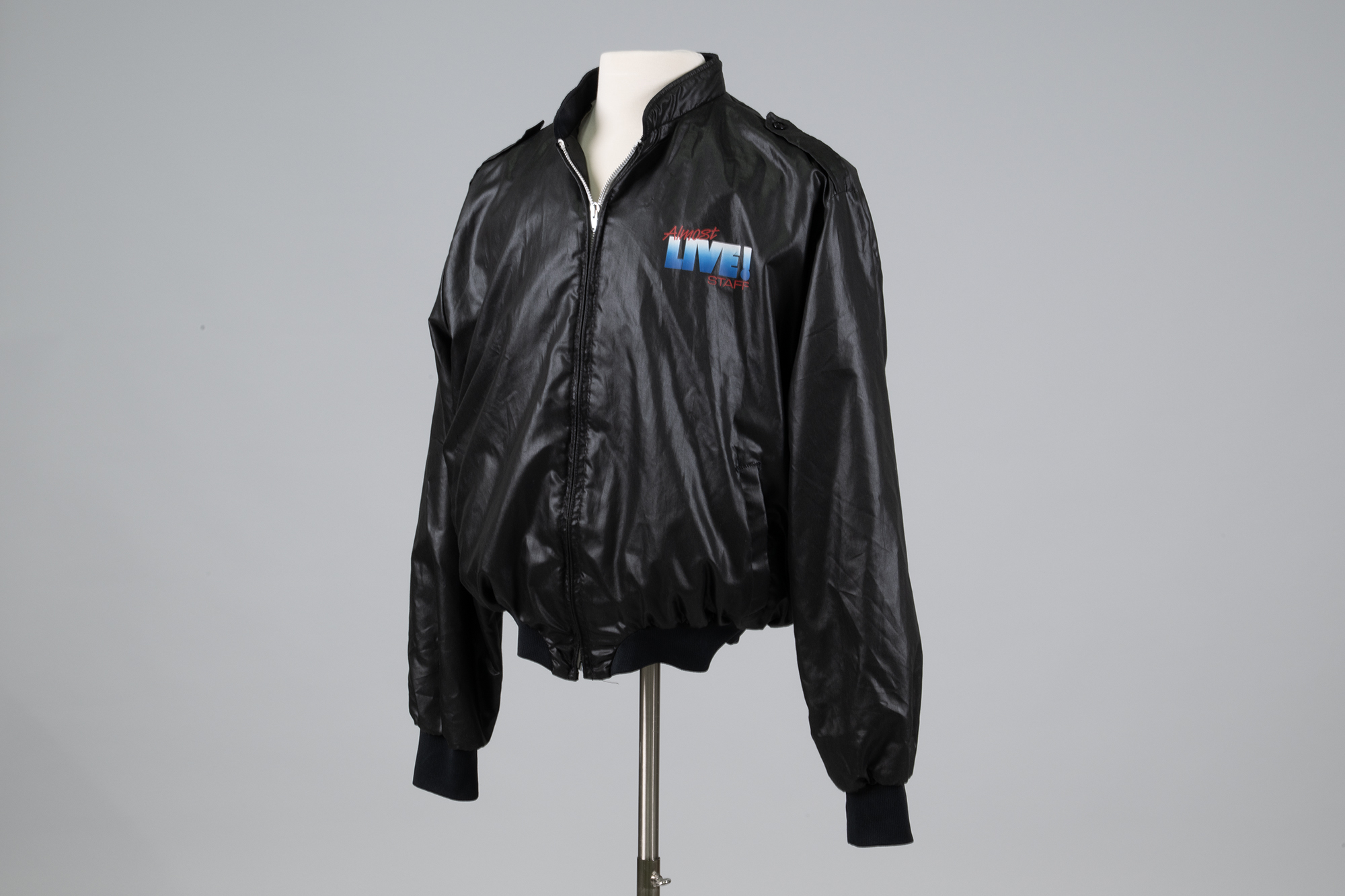Image of Almost Live! staff jacket owned by Jim McKenna, 1984-1985
