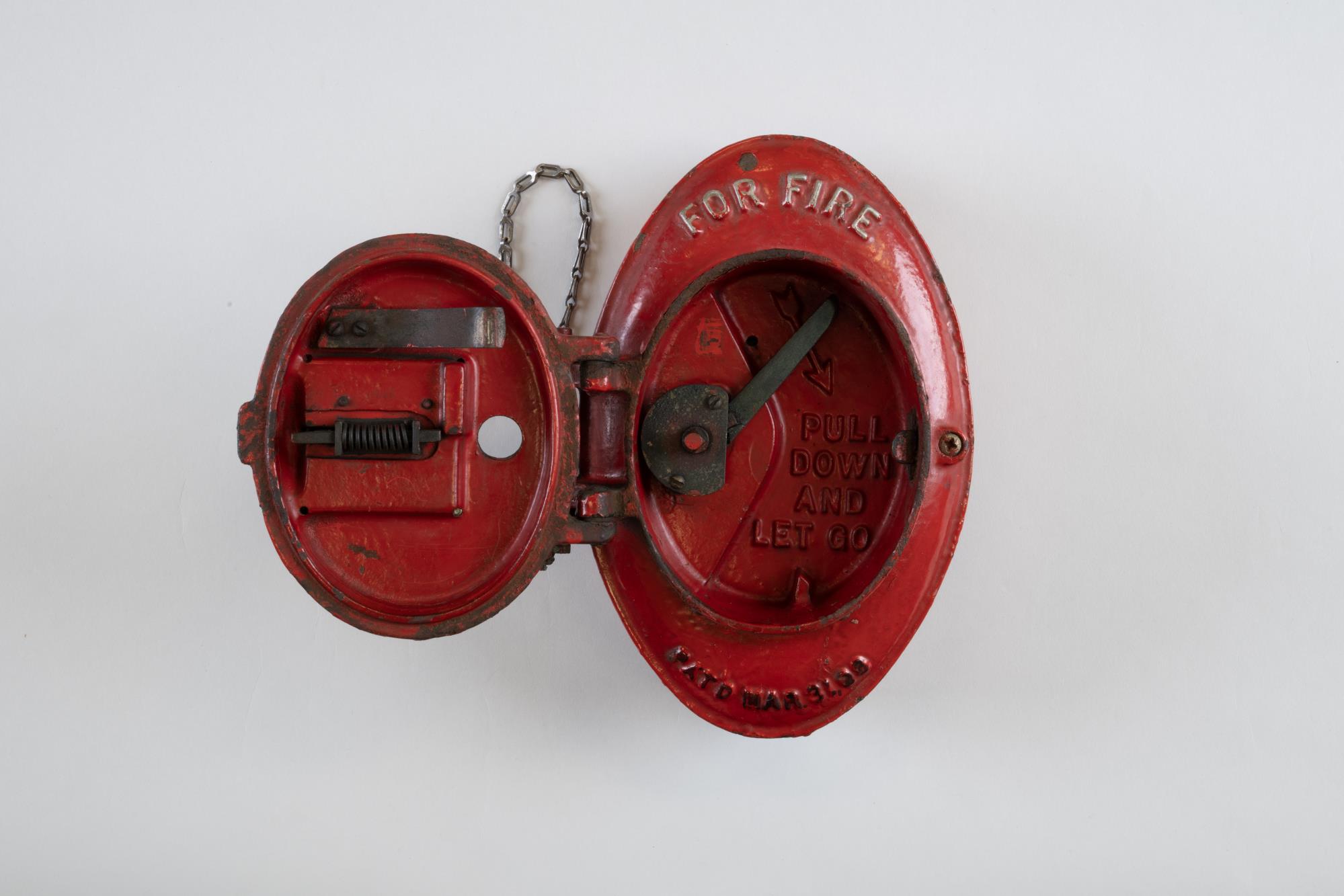 Image of Wall-mounted fire alarm and watch box, ca. 1908