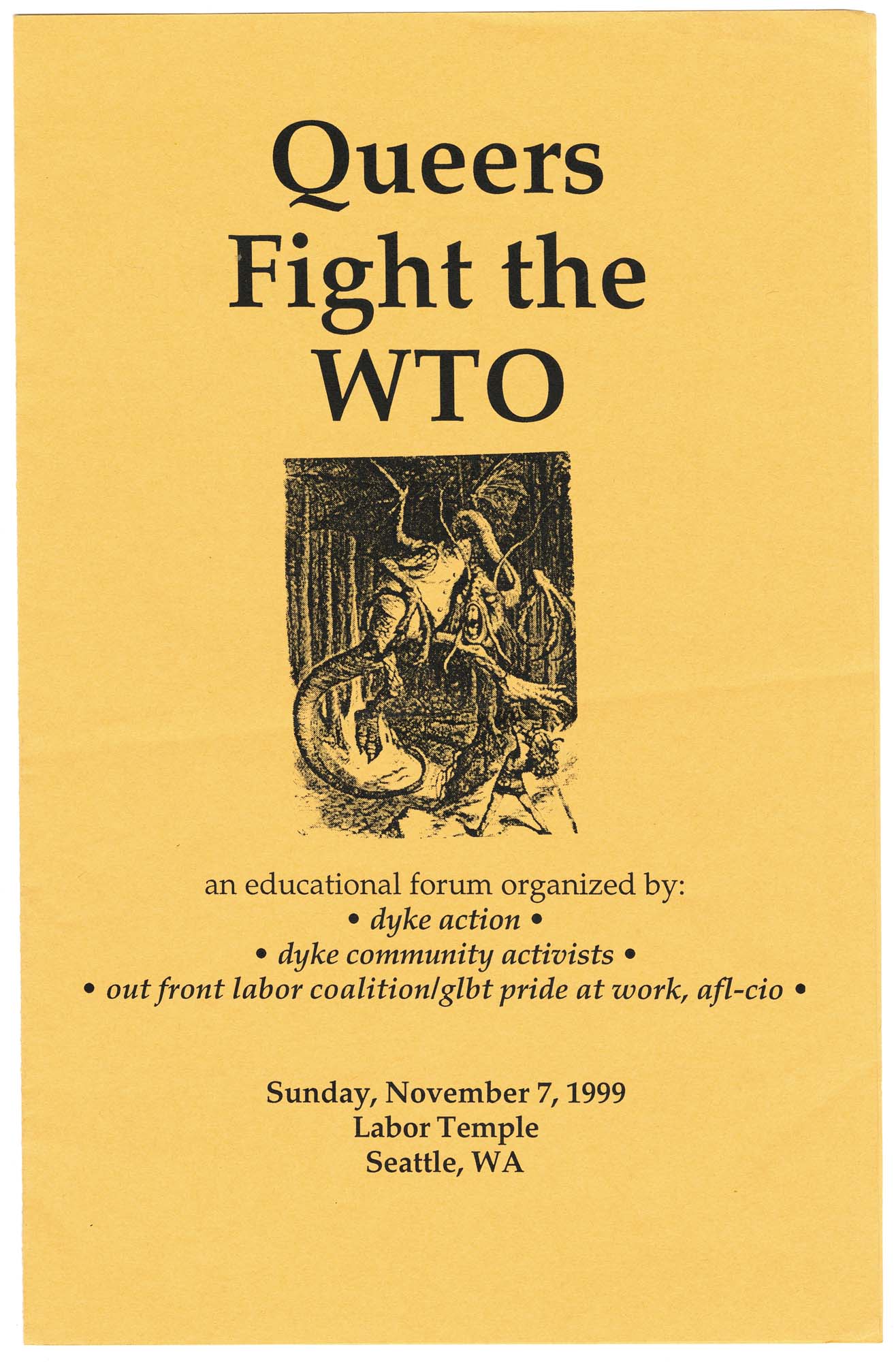 Image of Queers Fight the WTO flier, November 1999
