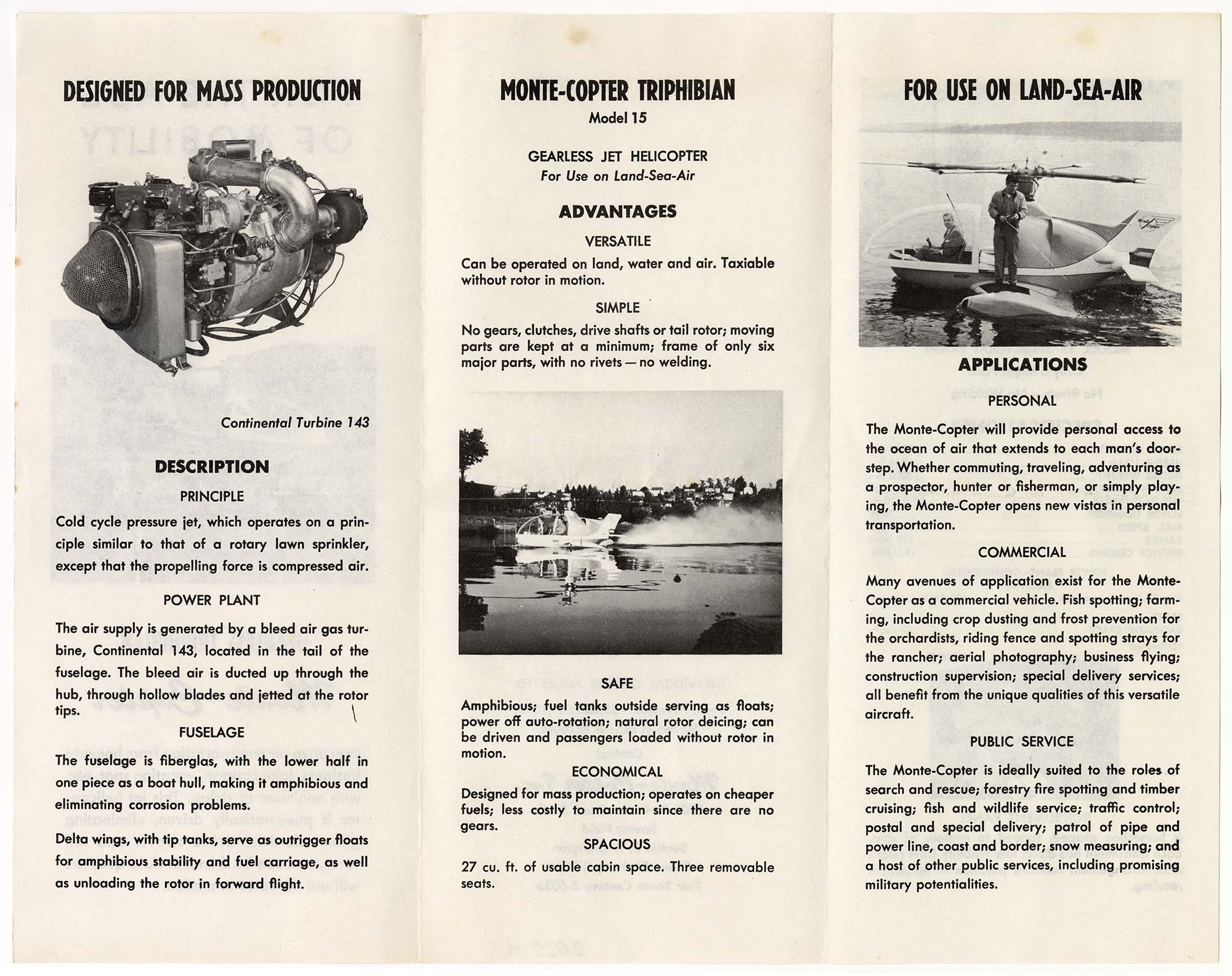 Image of Brochure for the Monte-Copter helicopter, 1962