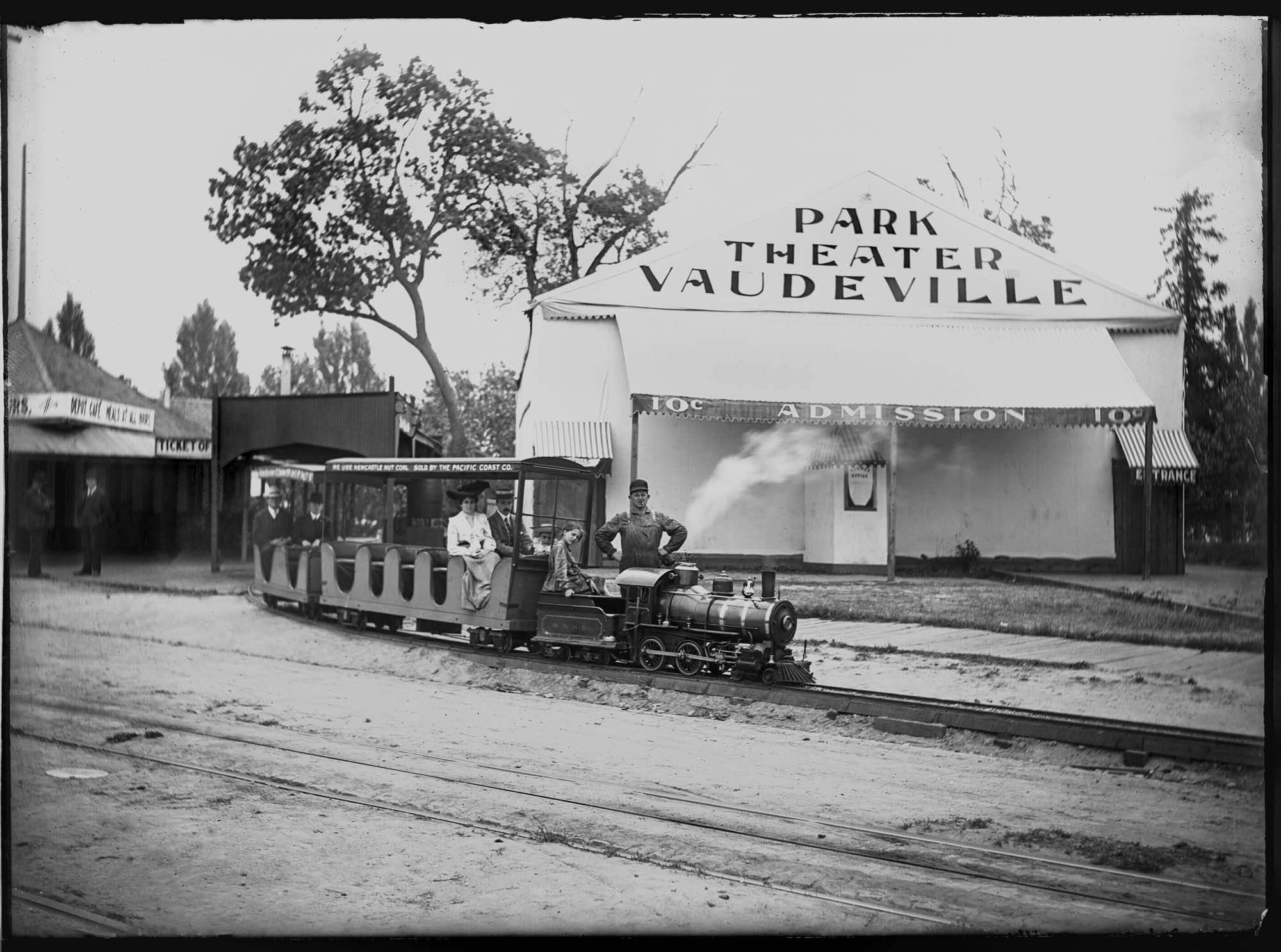 Image of View of miniature railway at Madison Park, Seattle, circa 1910