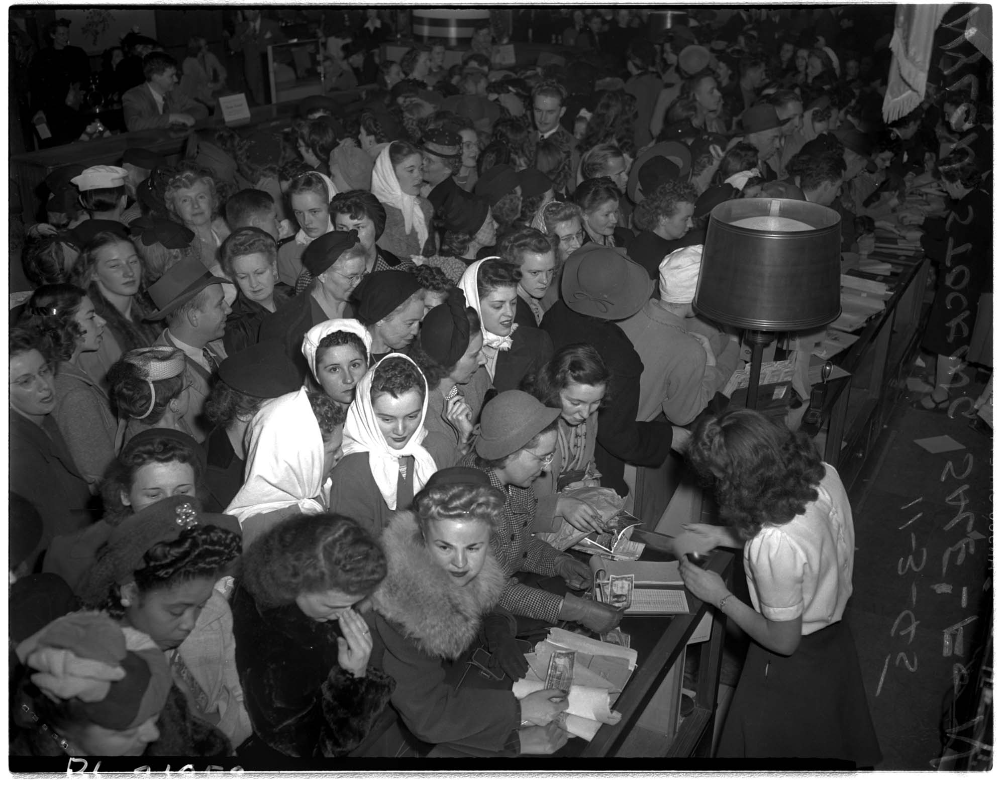 Image of Shoppers buying stockings at Frederick & Nelson, November 3, 1945