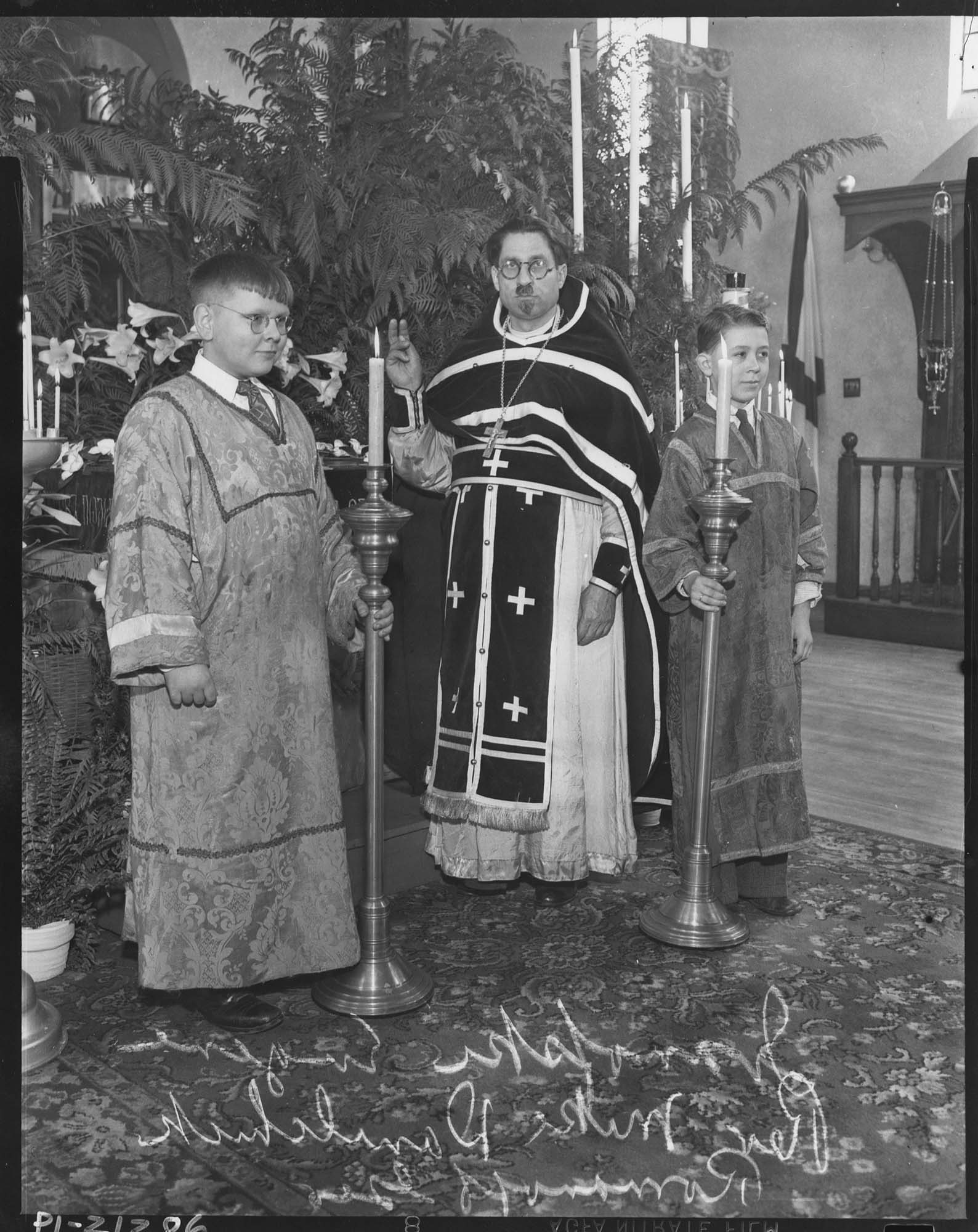 Image of Rev. Michael Danilchik and acolytes, St. Nicholas Russian Orthodox Church, Seattle, 1938