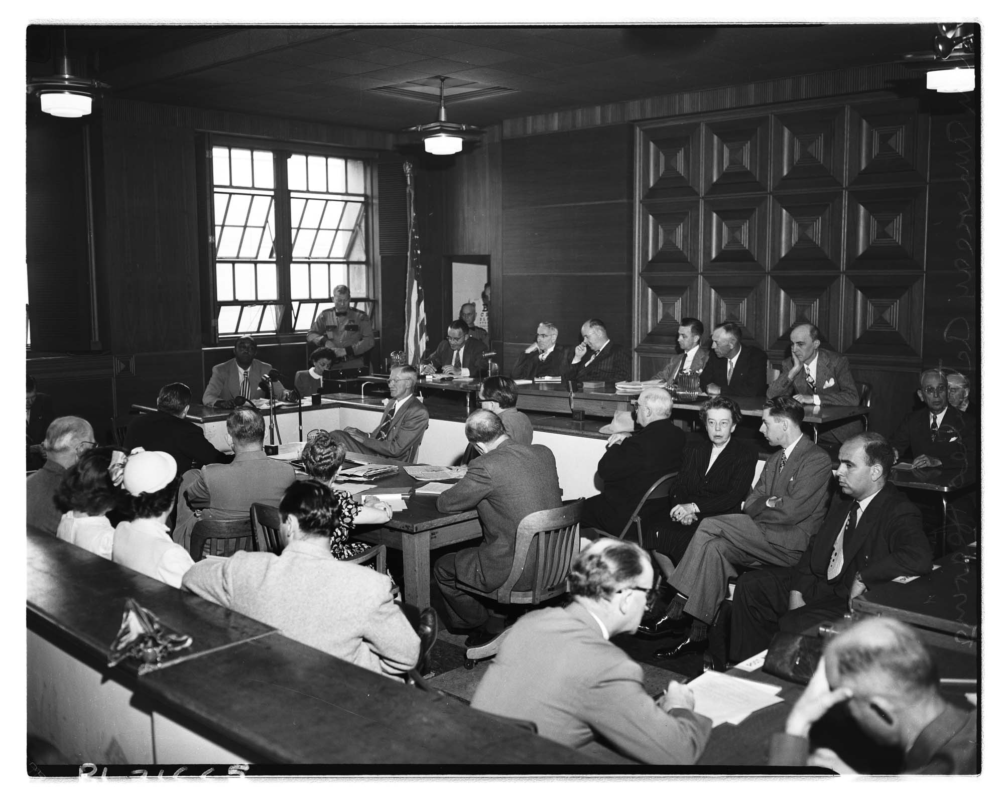 Image of George Hewitt testifying before Canwell Committee, Seattle, 1949