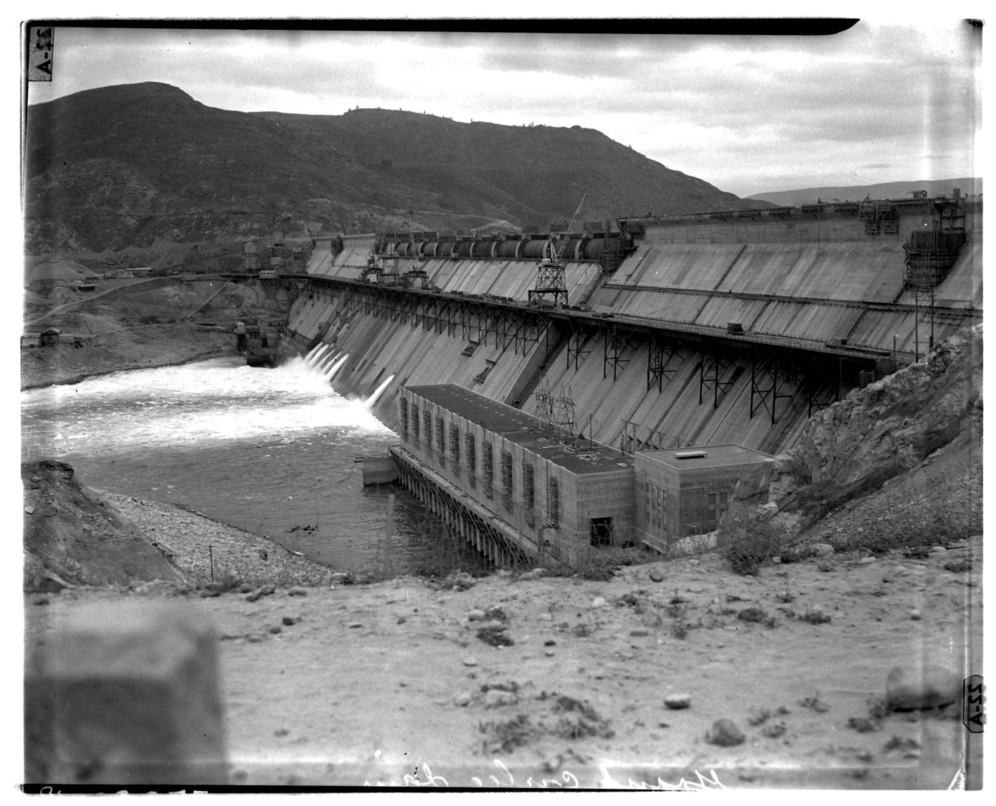 Image of West side of Grand Coulee Dam showing powerhouse, March 1941