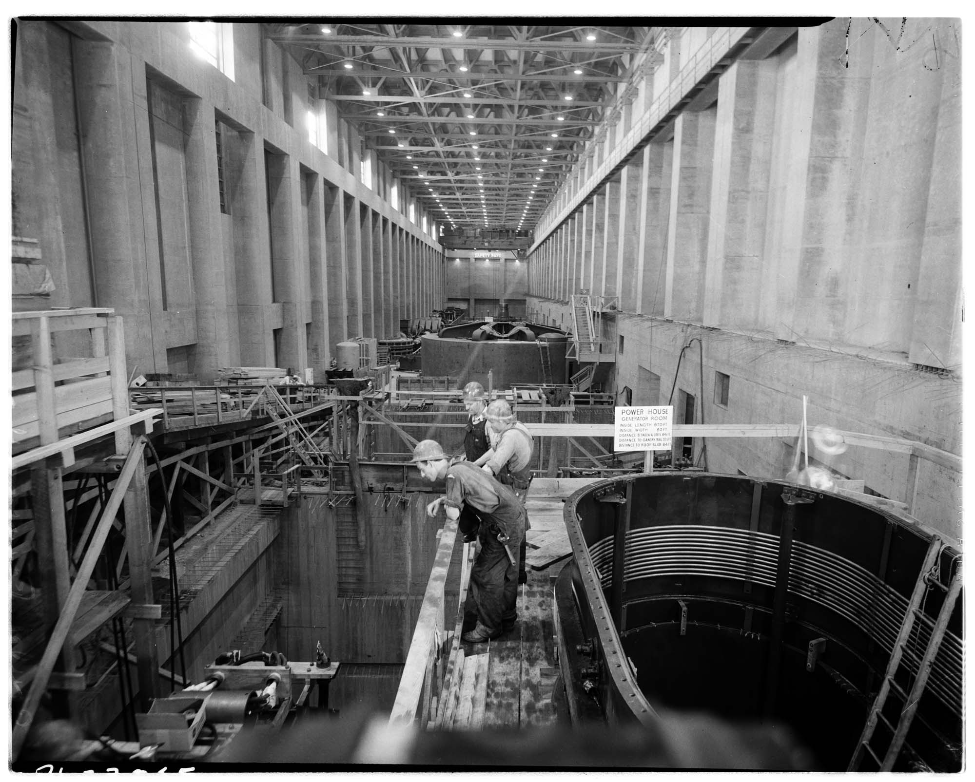Image of Inside a powerhouse at Grand Coulee Dam, August 1941