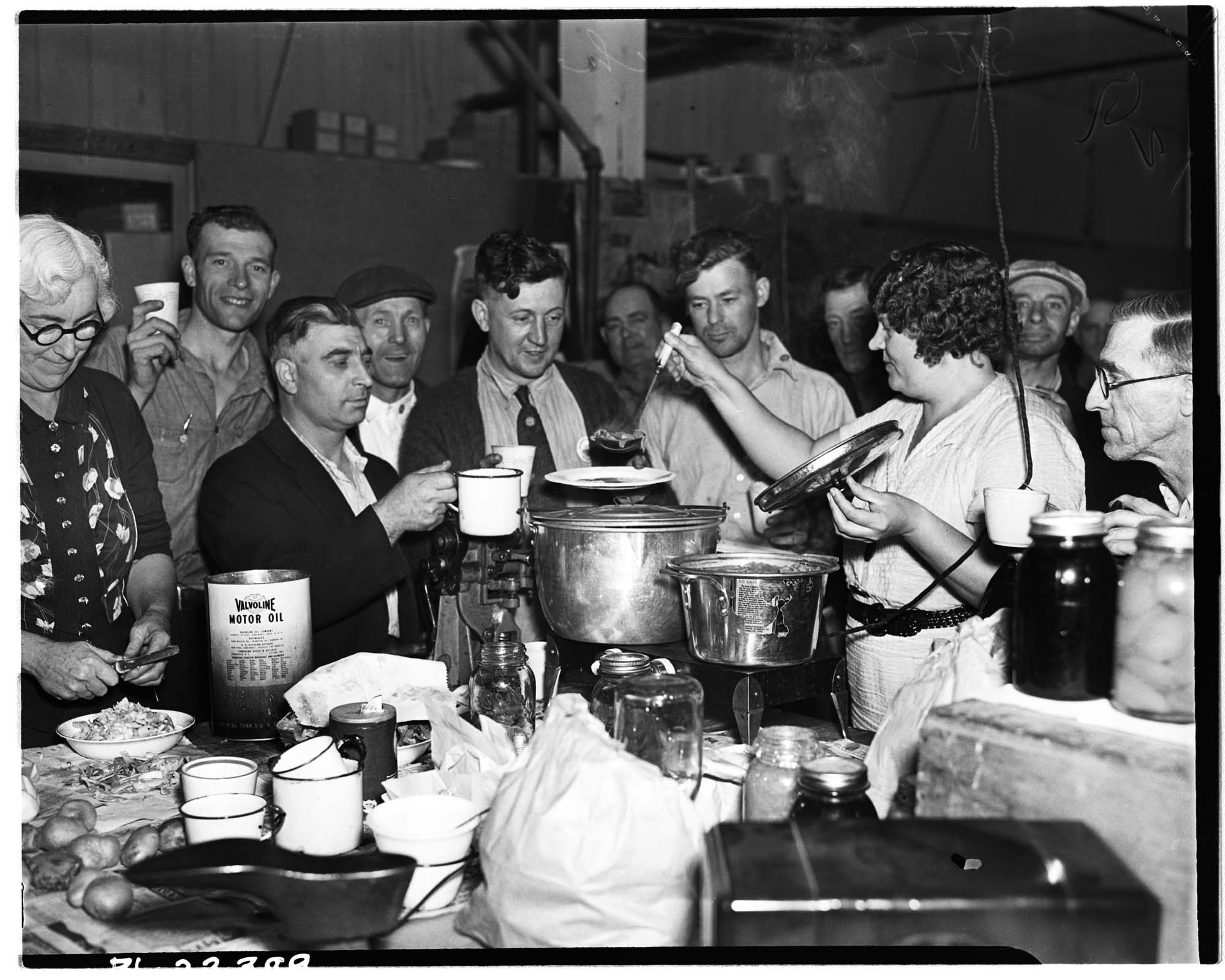 Image of Woman serving soup to WPA strikers, Seattle, 1937