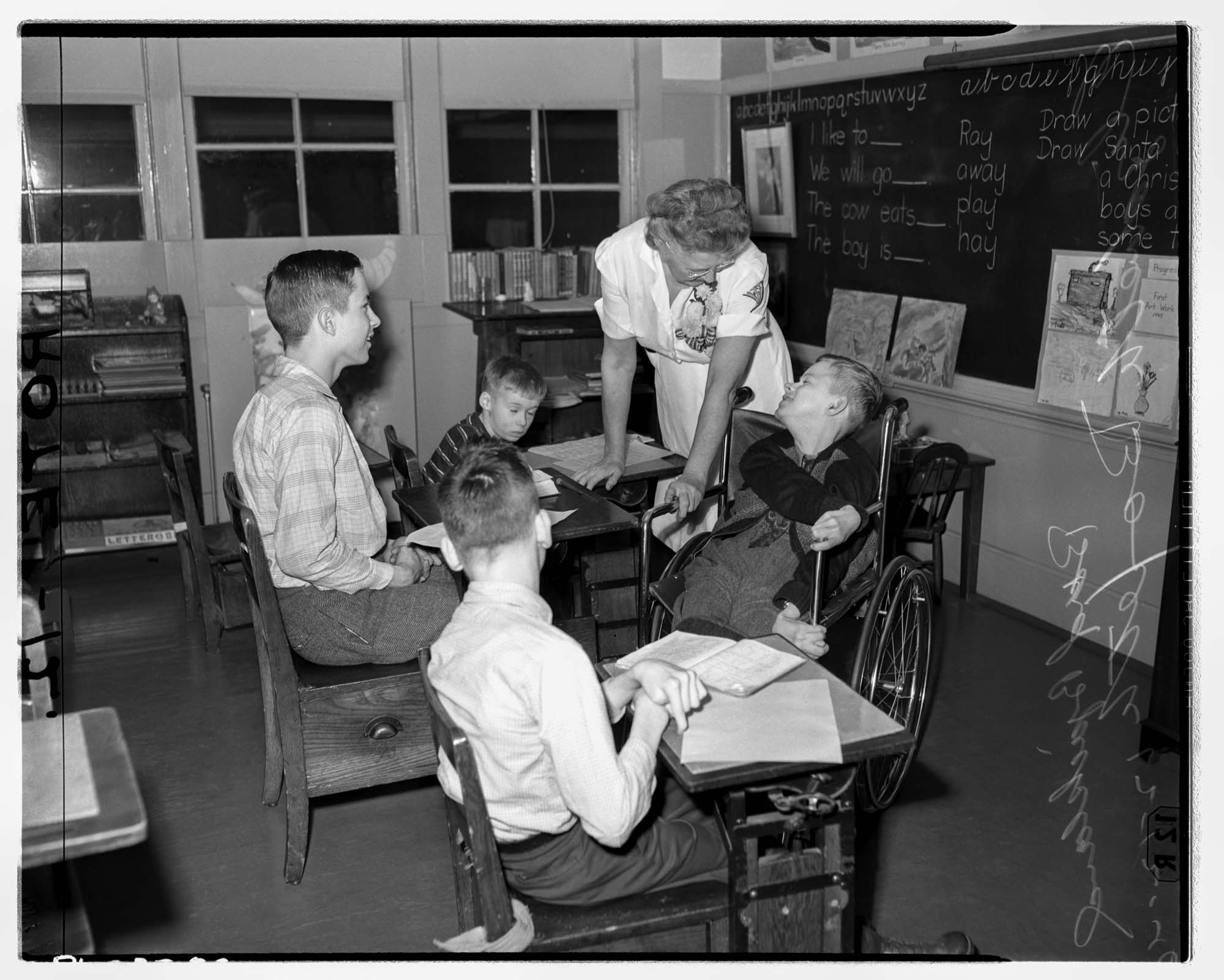 Image of Students with disabilities in classroom, December, 1946