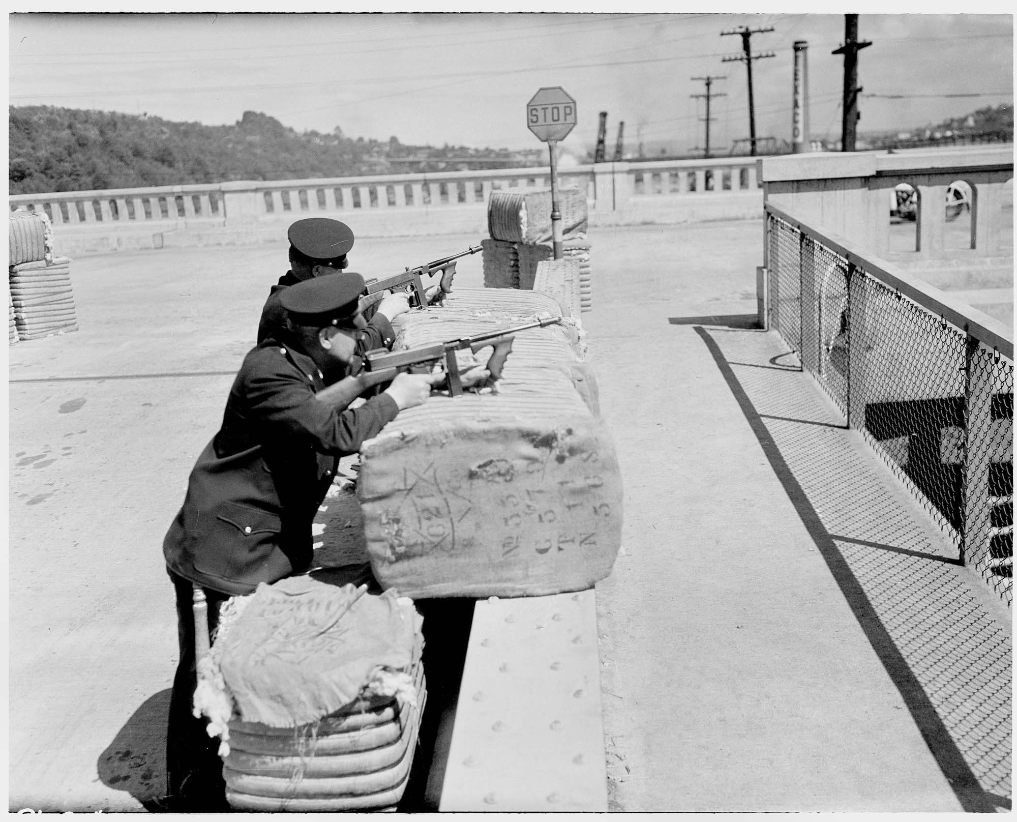 Image of Armed policemen during longshoremen's strike, Seattle, July 20, 1934