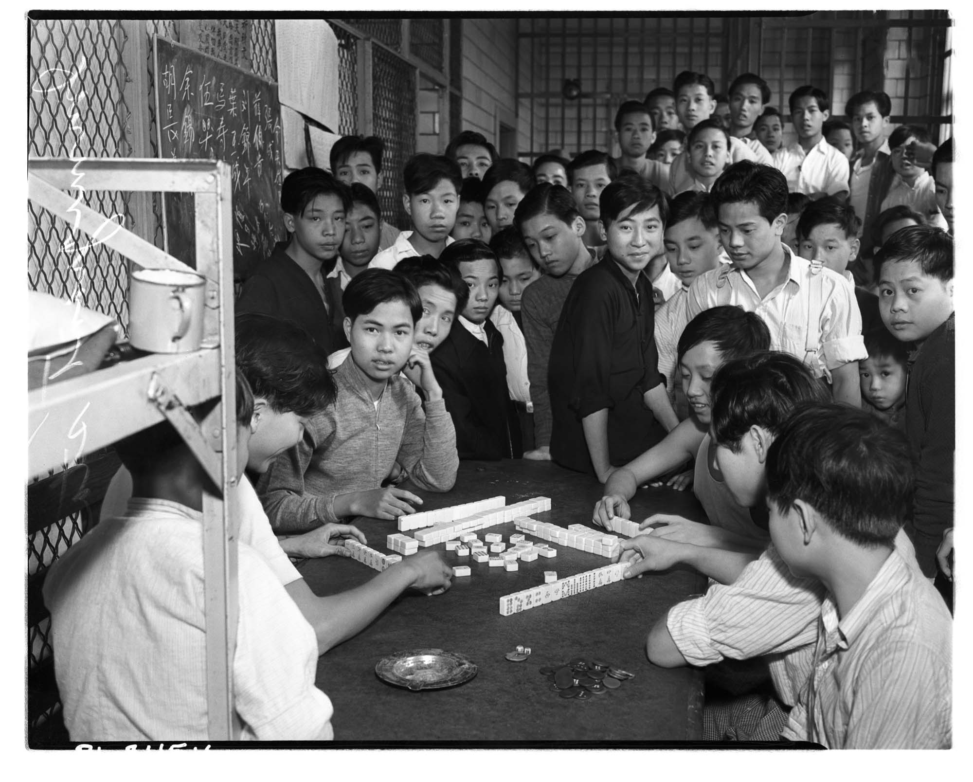 Image of INS detainees playing mah jong at Immigration Station, Seattle, November 15, 1938