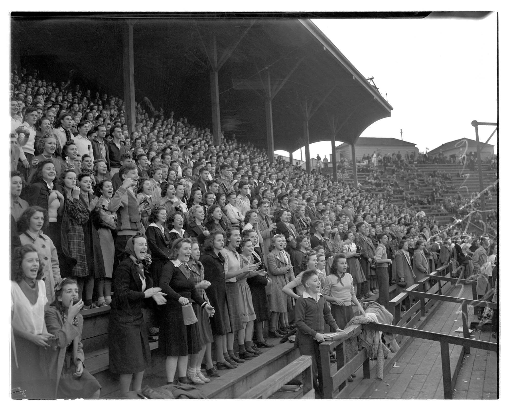 Image of Queen Anne High School students at football game, Seattle, 1939