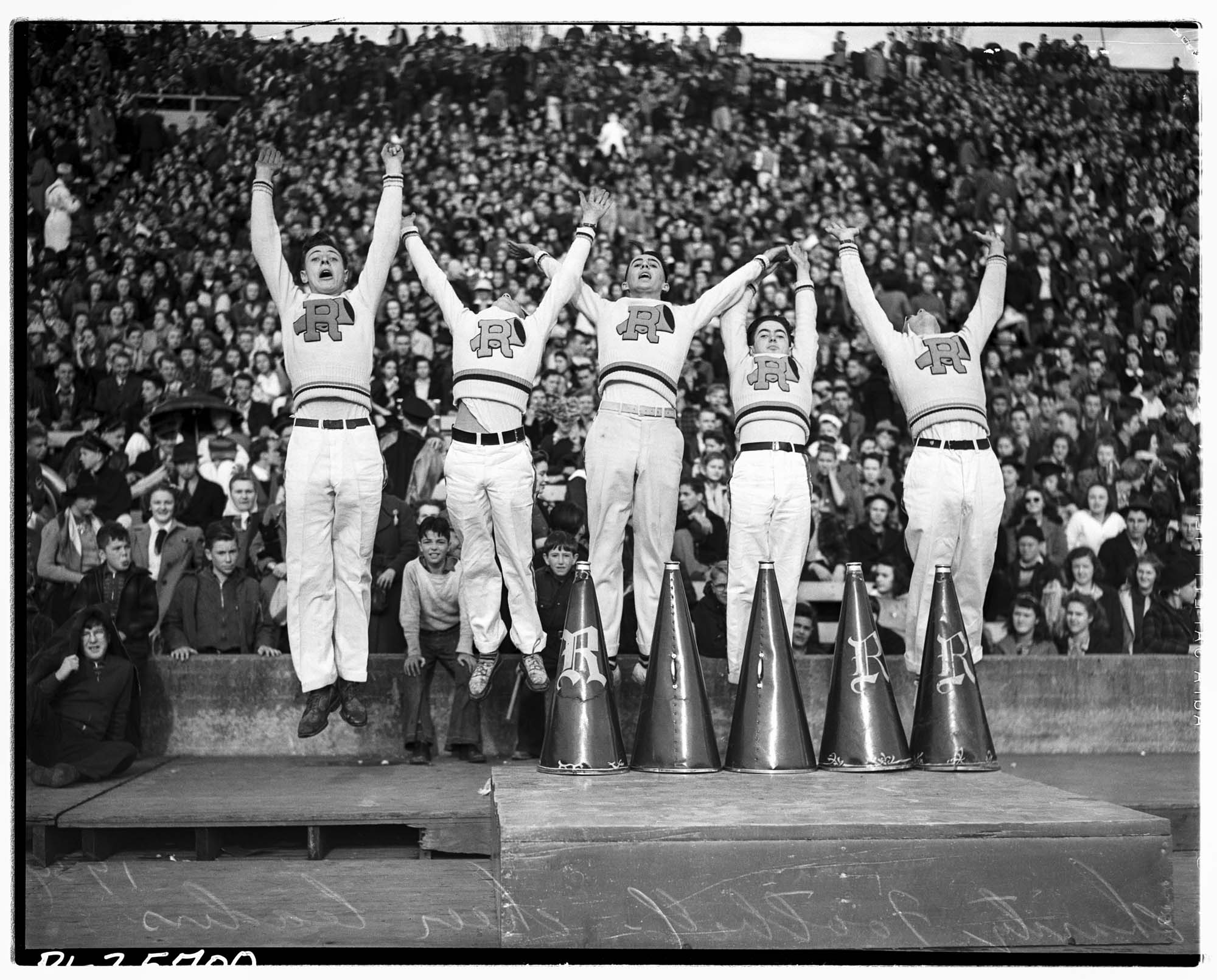 Image of Cheerleaders at charity football game, December 2, 1939