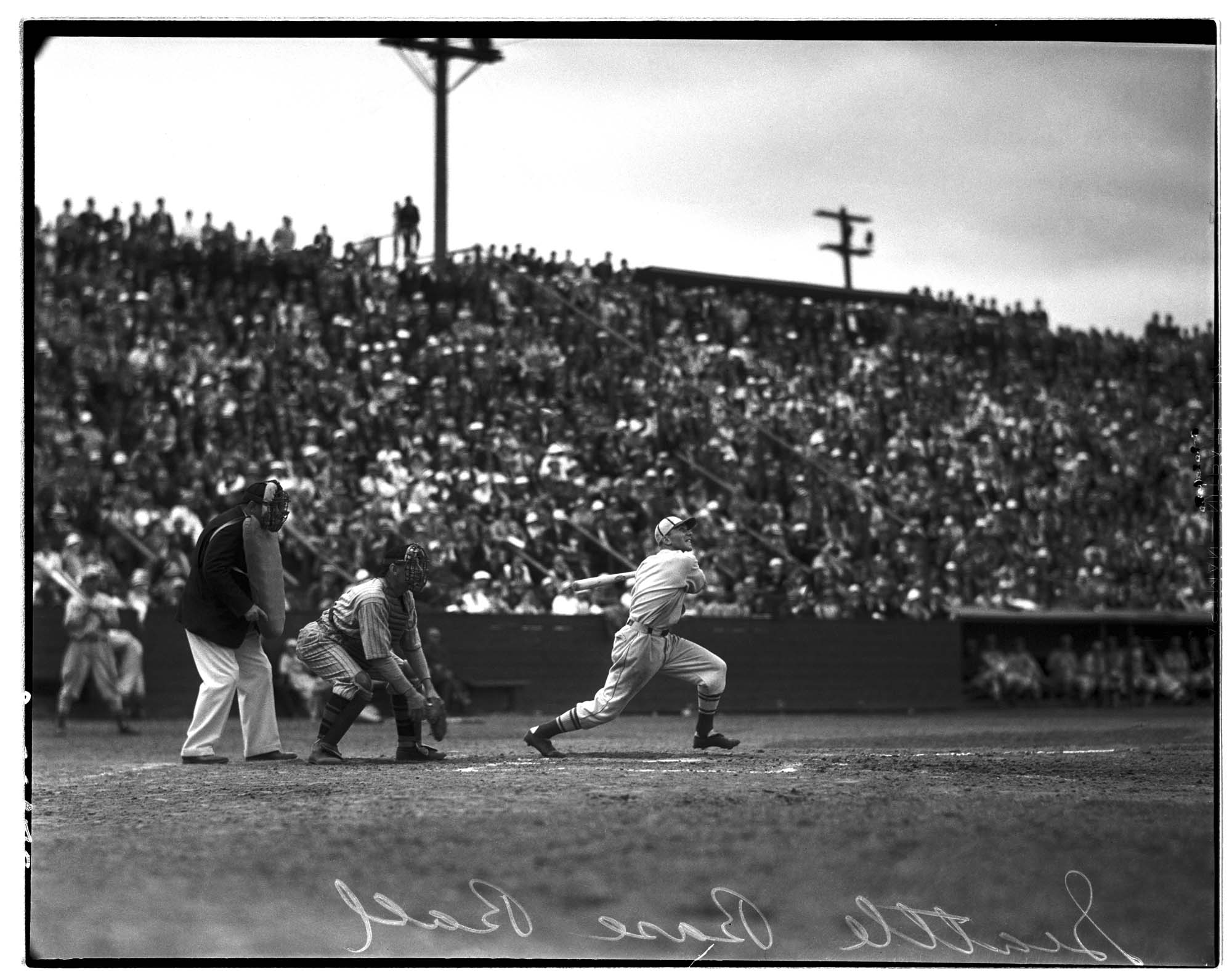 Image of Seattle Indians batter swinging at ball, August 1934