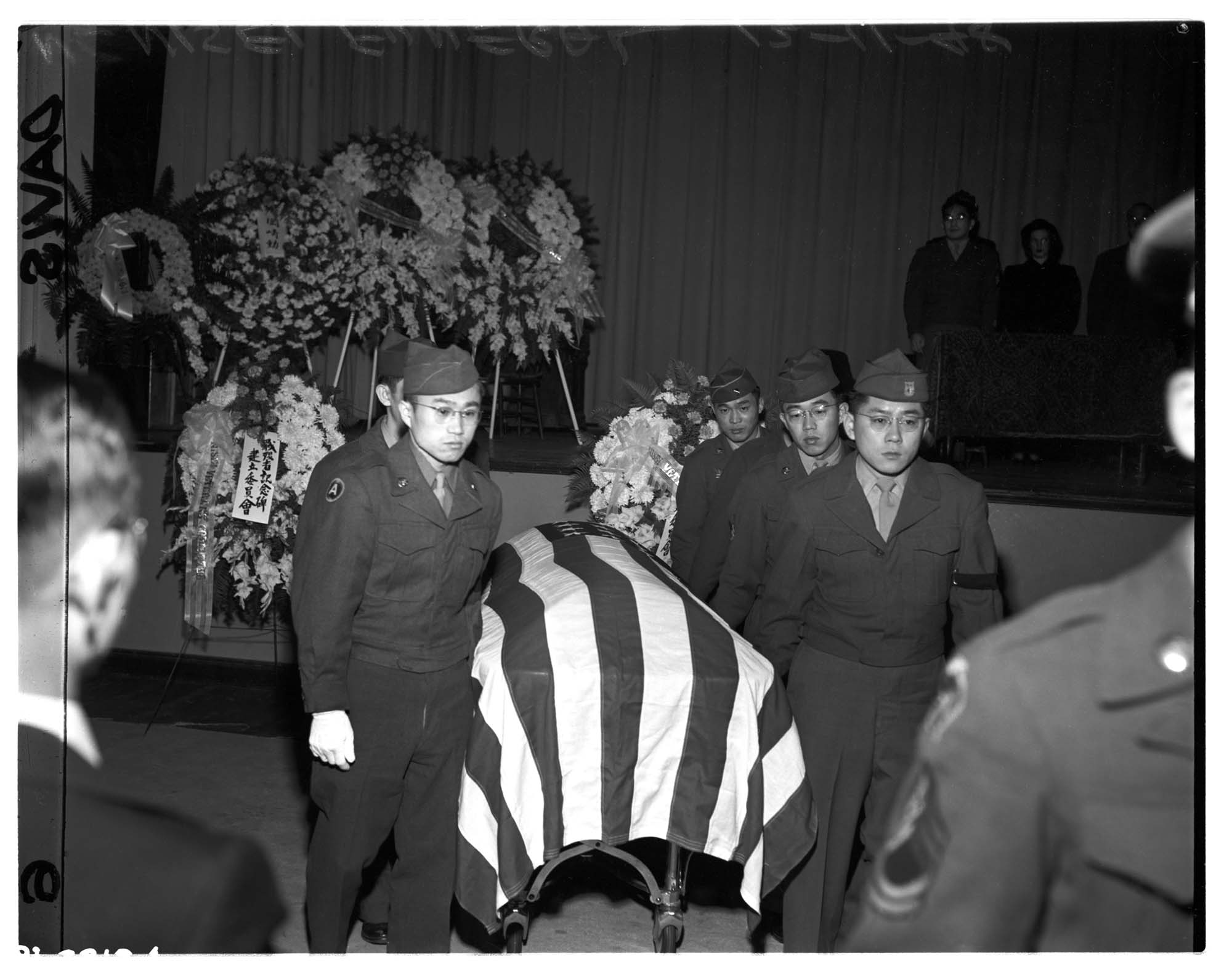 Image of Funeral for Japanese American serviceman in Seattle Buddhist Church, Seattle, December 11, 1948