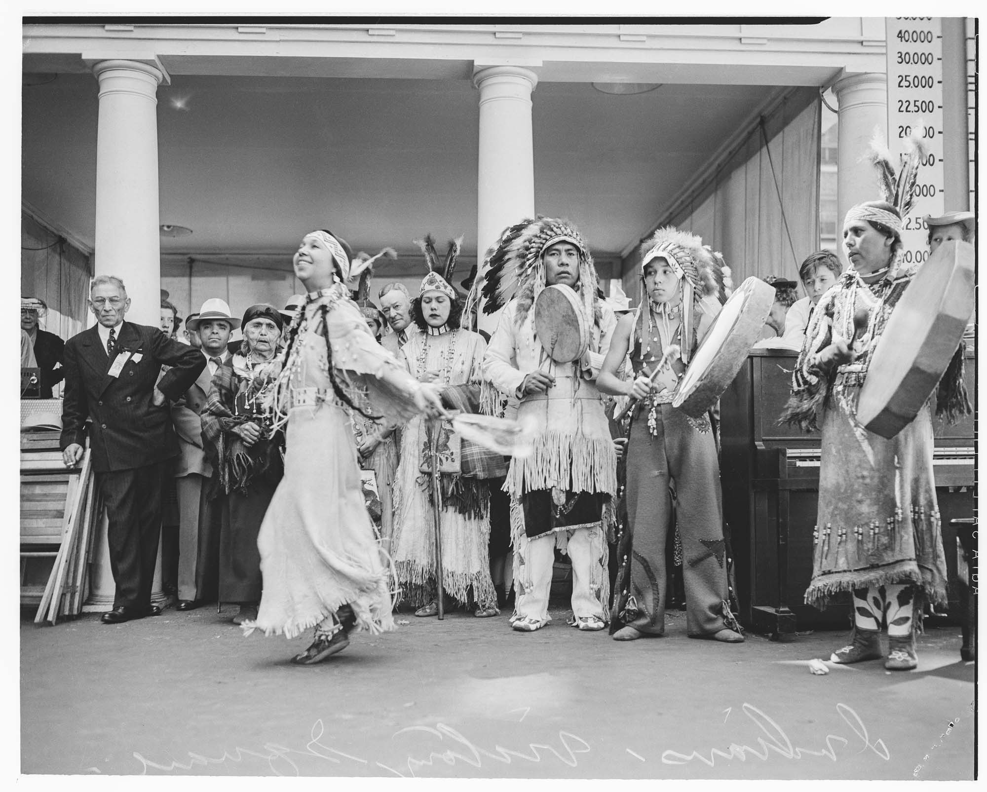 Image of Native American leaders performing at Victory Square, Seattle, August 15, 1942