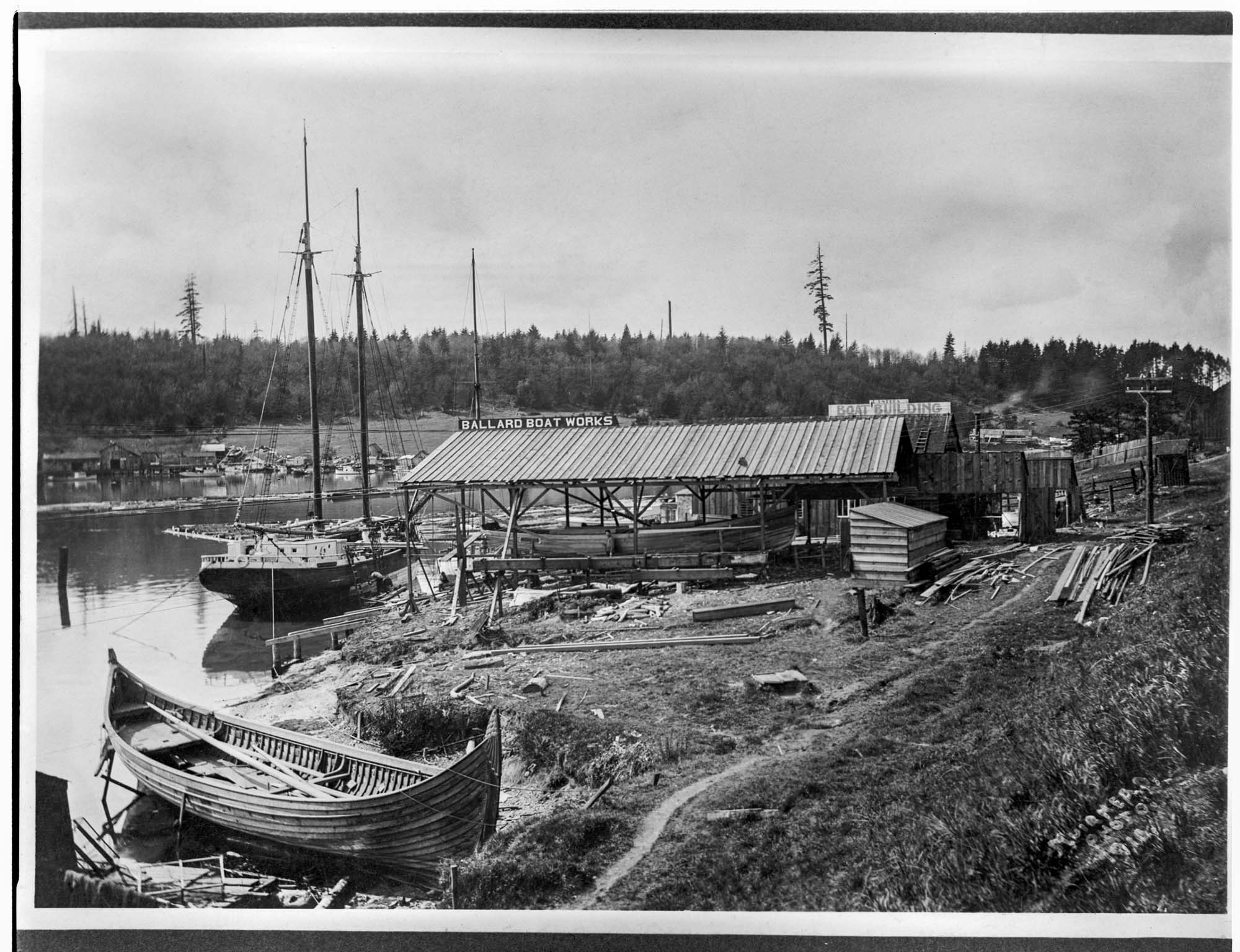 Image of Ballard Boat Works on Salmon Bay, 1918