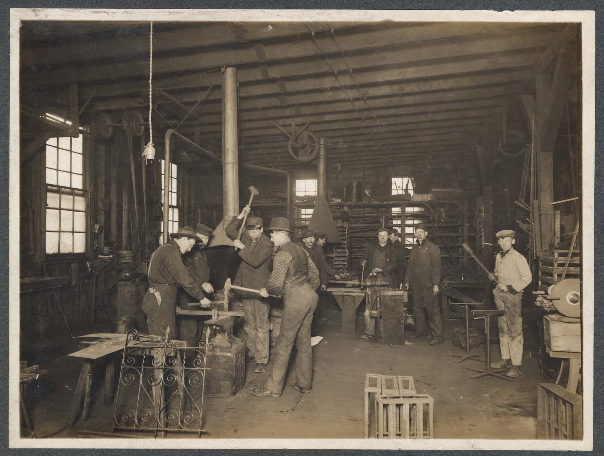 Image of Workers making metal work for Smith Tower, circa 1912