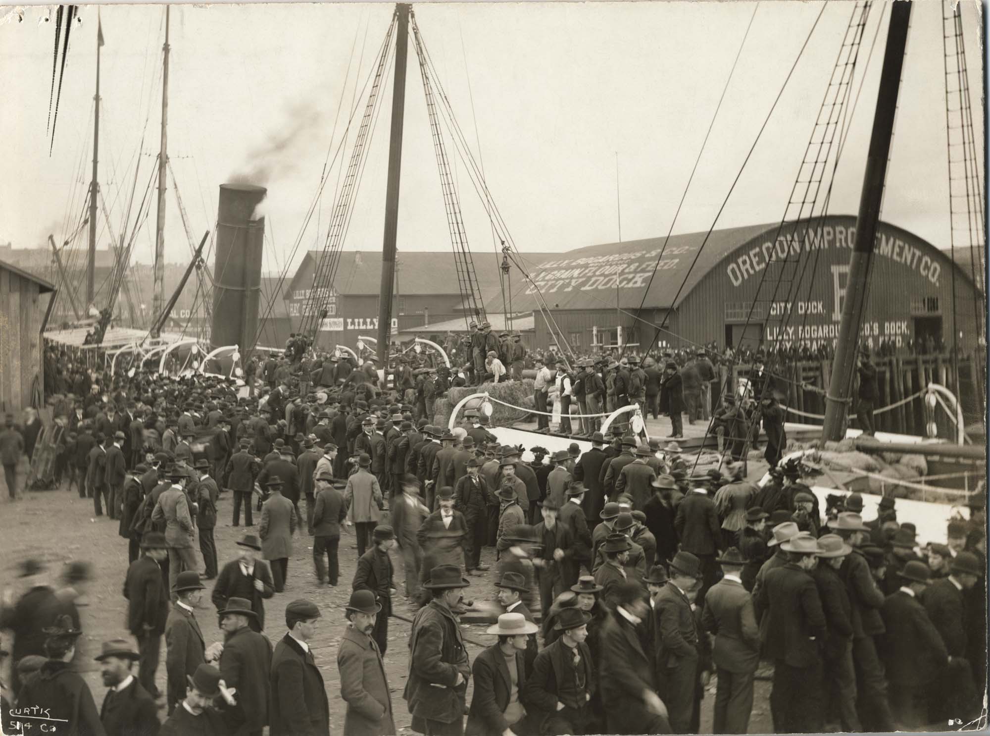 Image of Crowd with steamship 