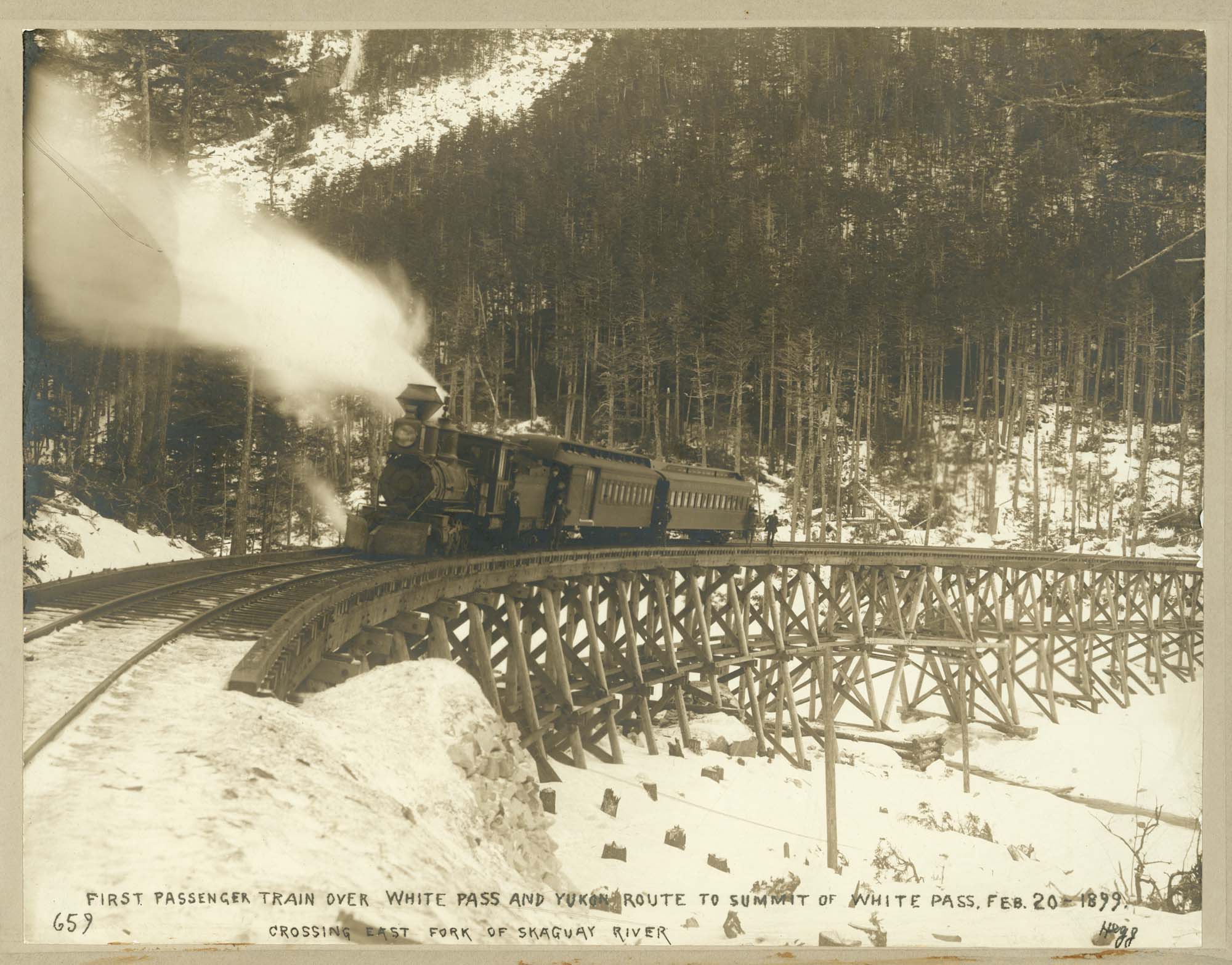 Image of First passenger train to summit of White Pass, February 20, 1899
