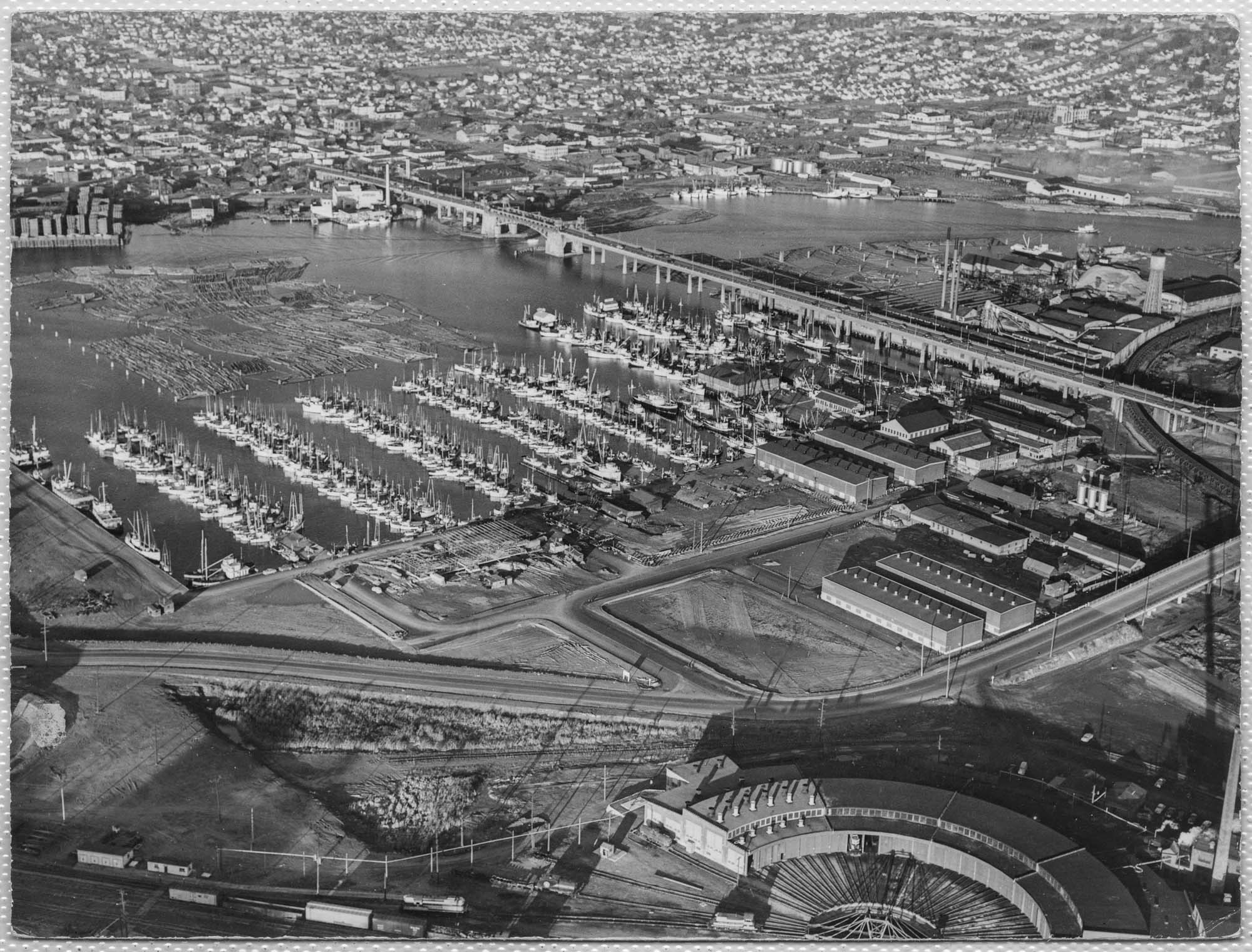 Image of Aerial of Fishermen's Terminal from southwest, Seattle, 1950