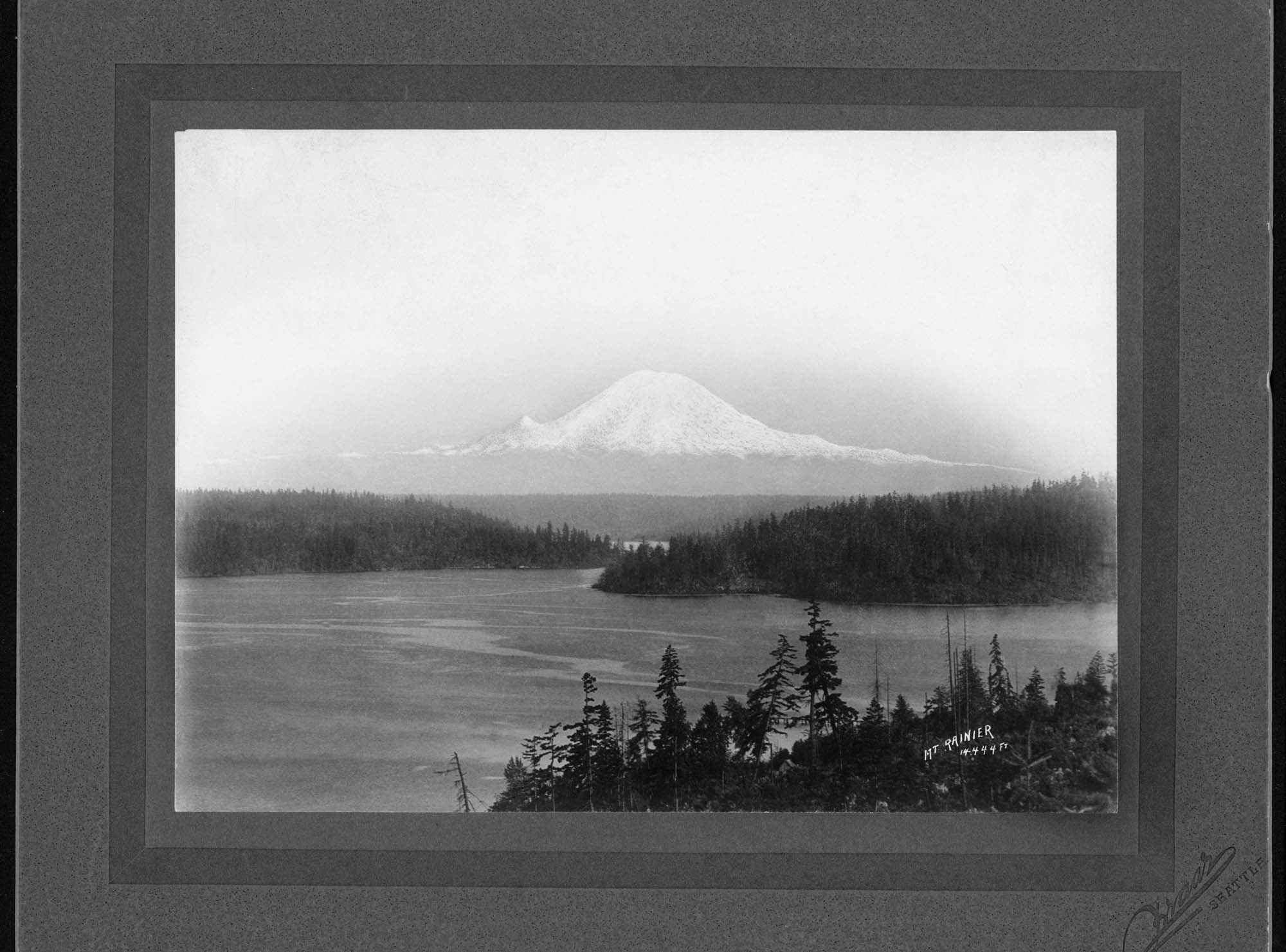 Image of Mount Rainier and Lake Washington, circa 1900