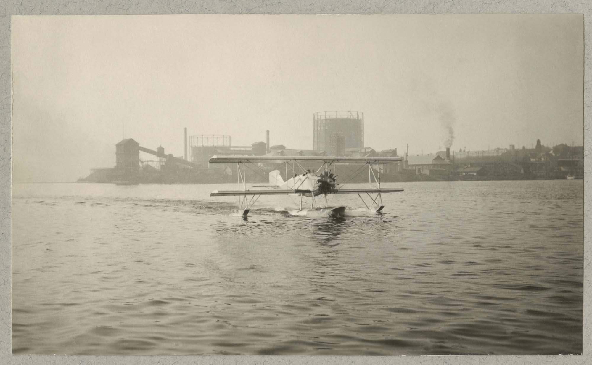 Image of Early Boeing seaplane on Lake Union, Seattle, circa 1918
