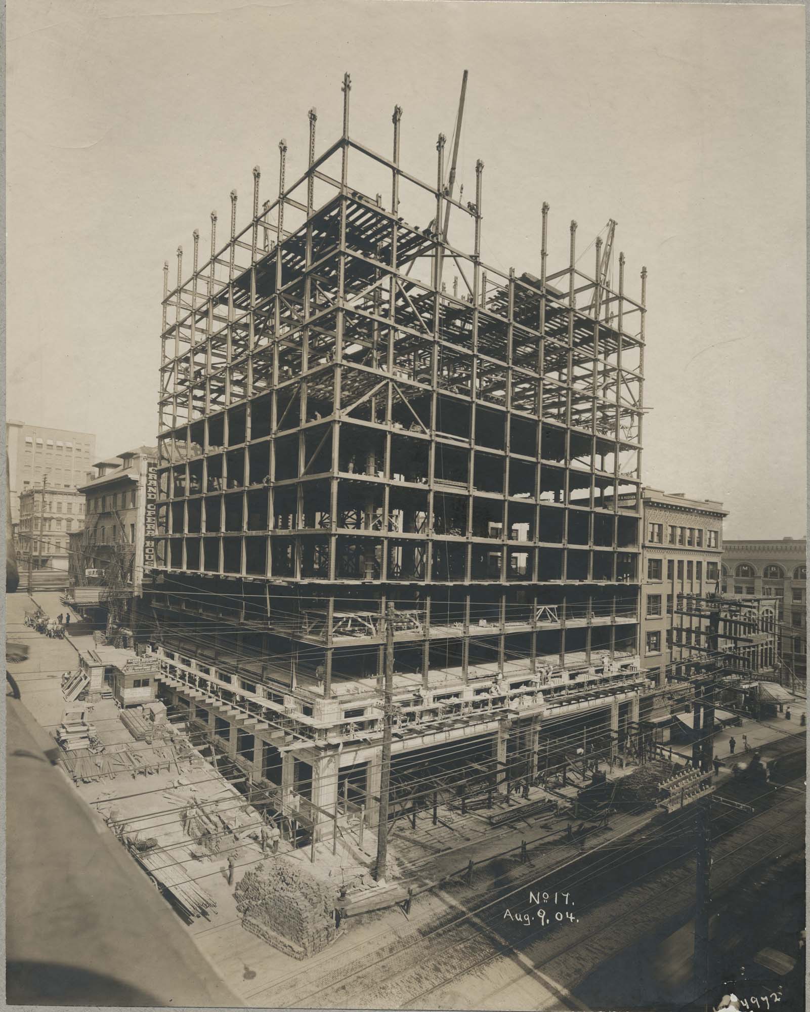 Image of Alaska Building under construction, Seattle, August 9, 1904