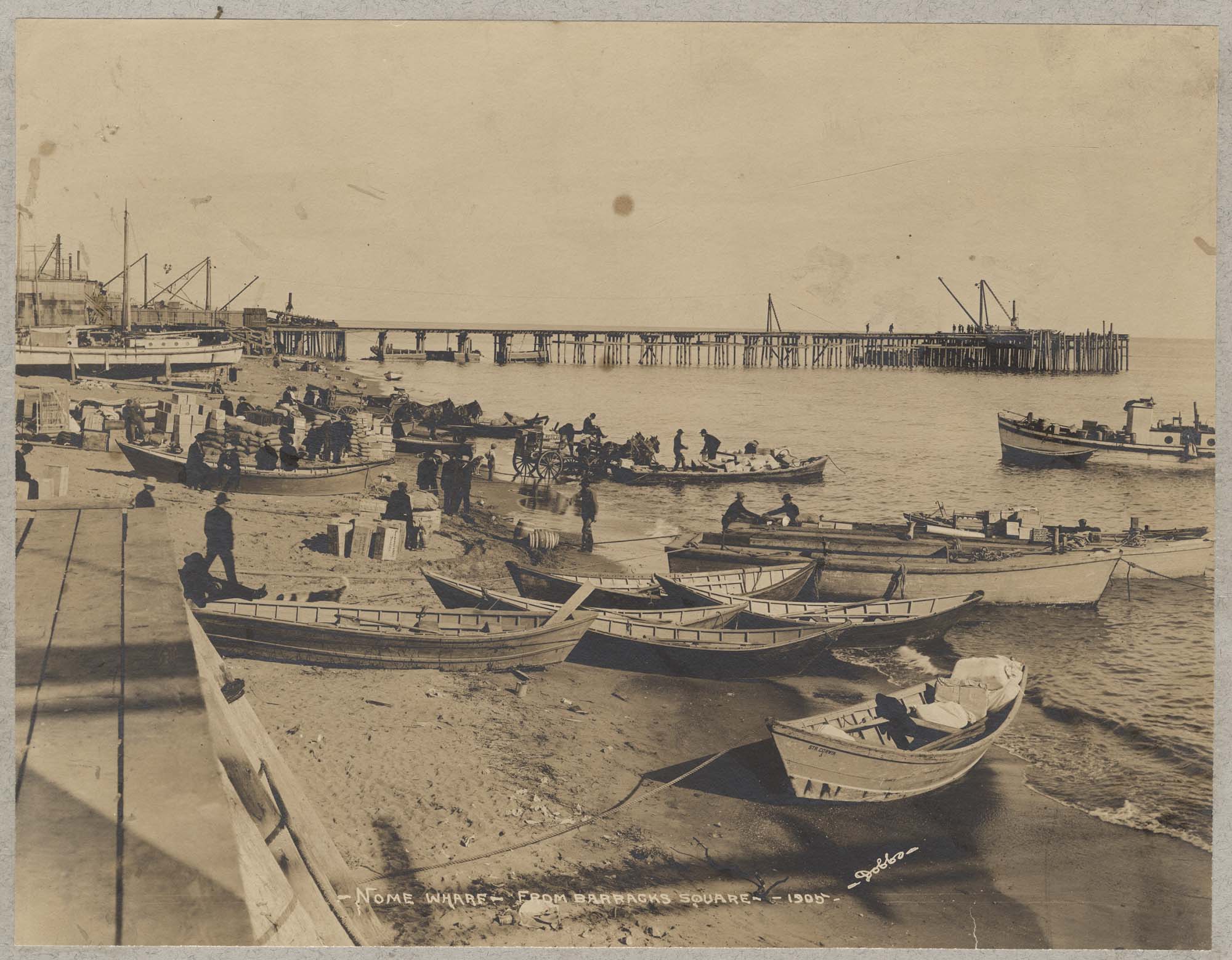 Image of Nome wharf from Barrack Square, 1905