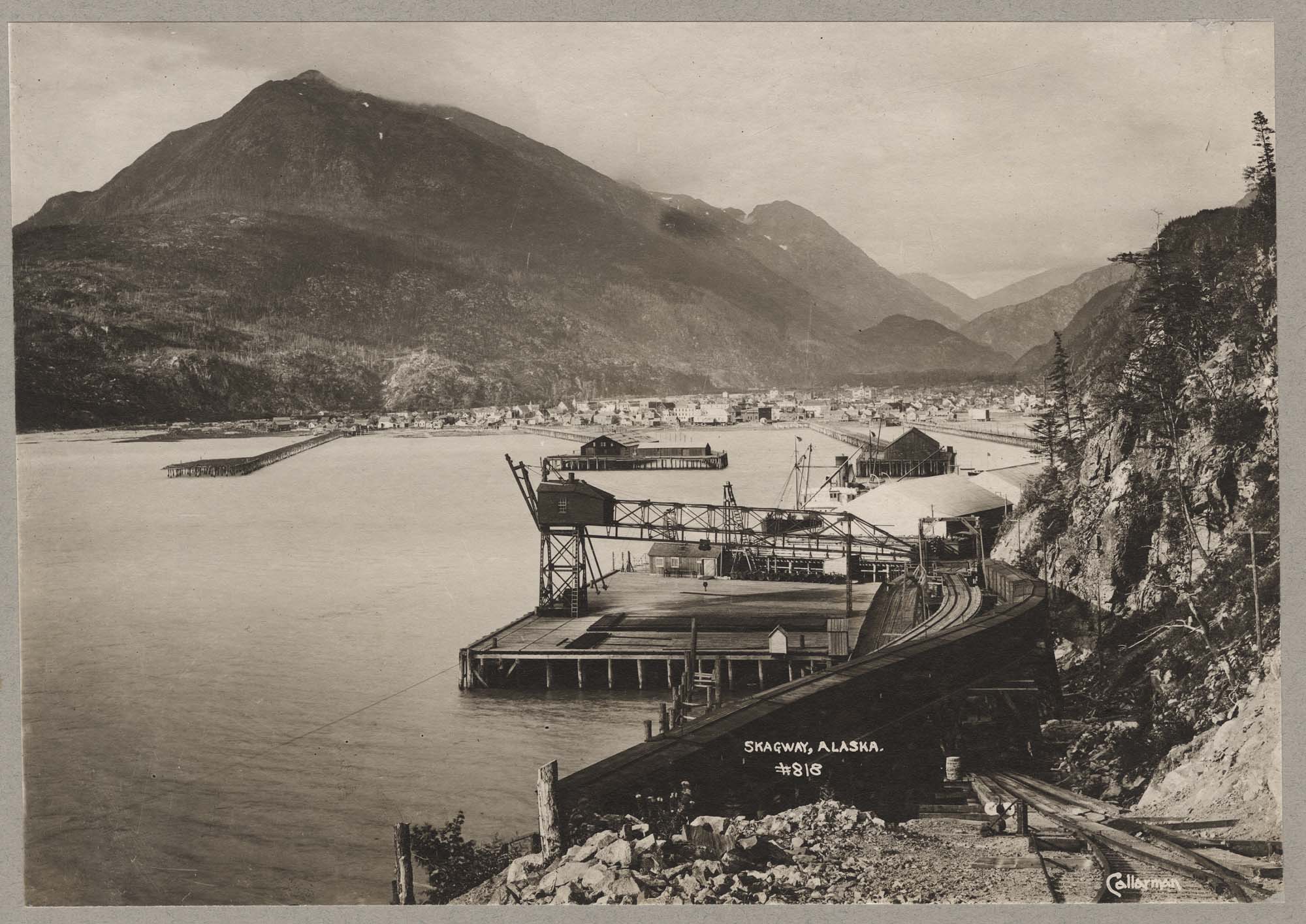 Image of Rail wharves at Skagway, Alaska, circa 1899