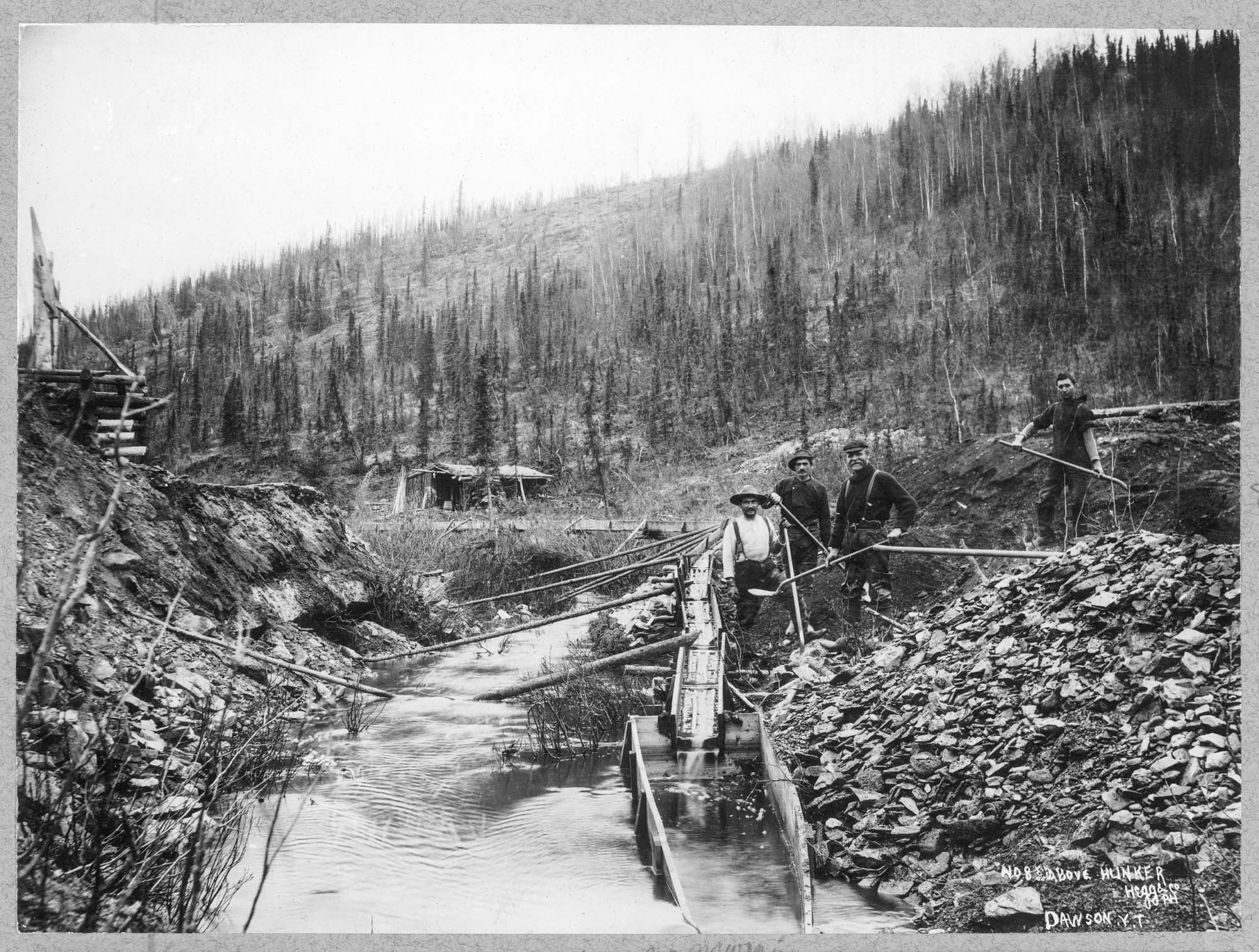 Image of Men and sluice at Hunker Creek, circa 1898