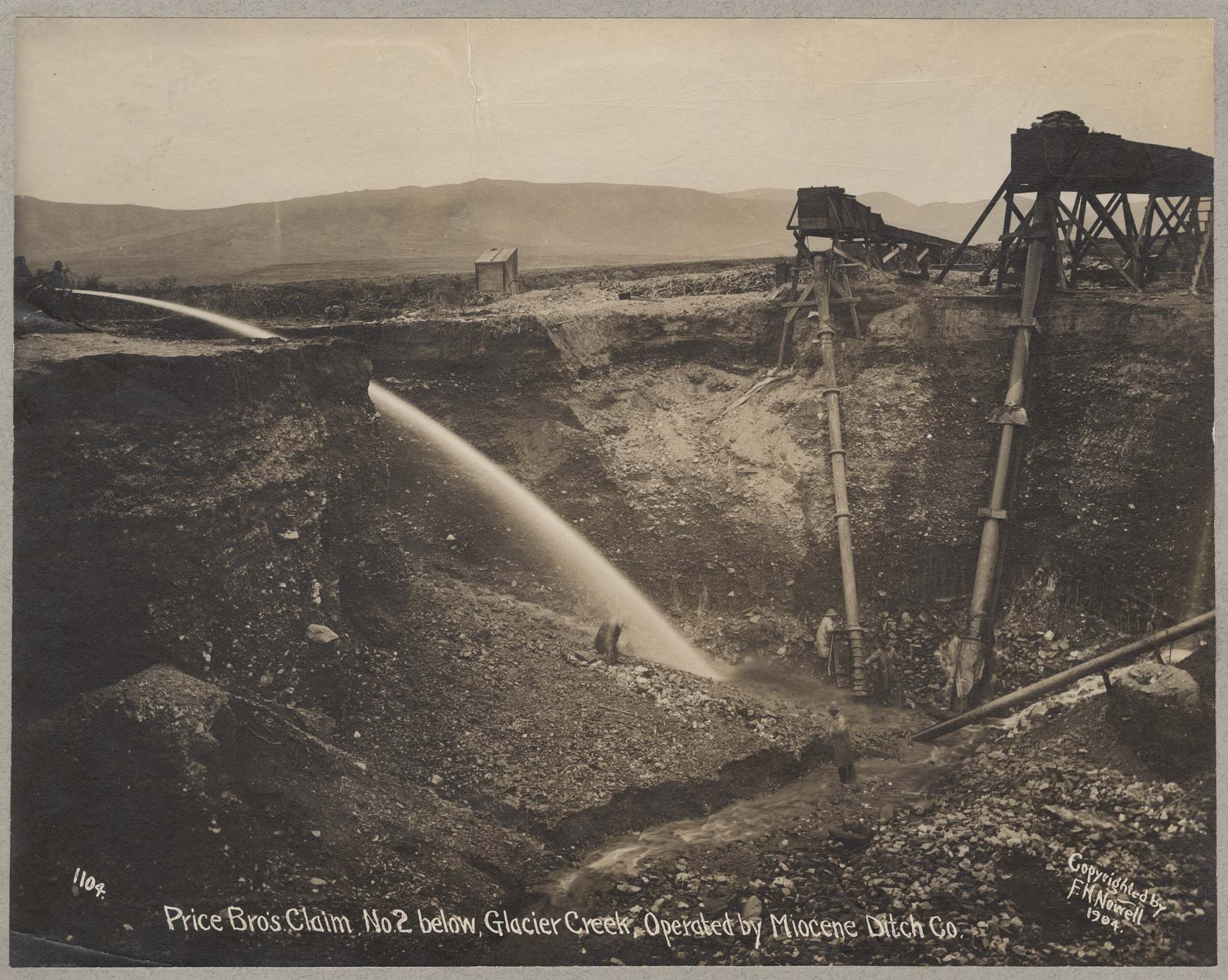 Image of Hydraulic mining at Glacier Creek, near Nome, Alaska, circa 1904
