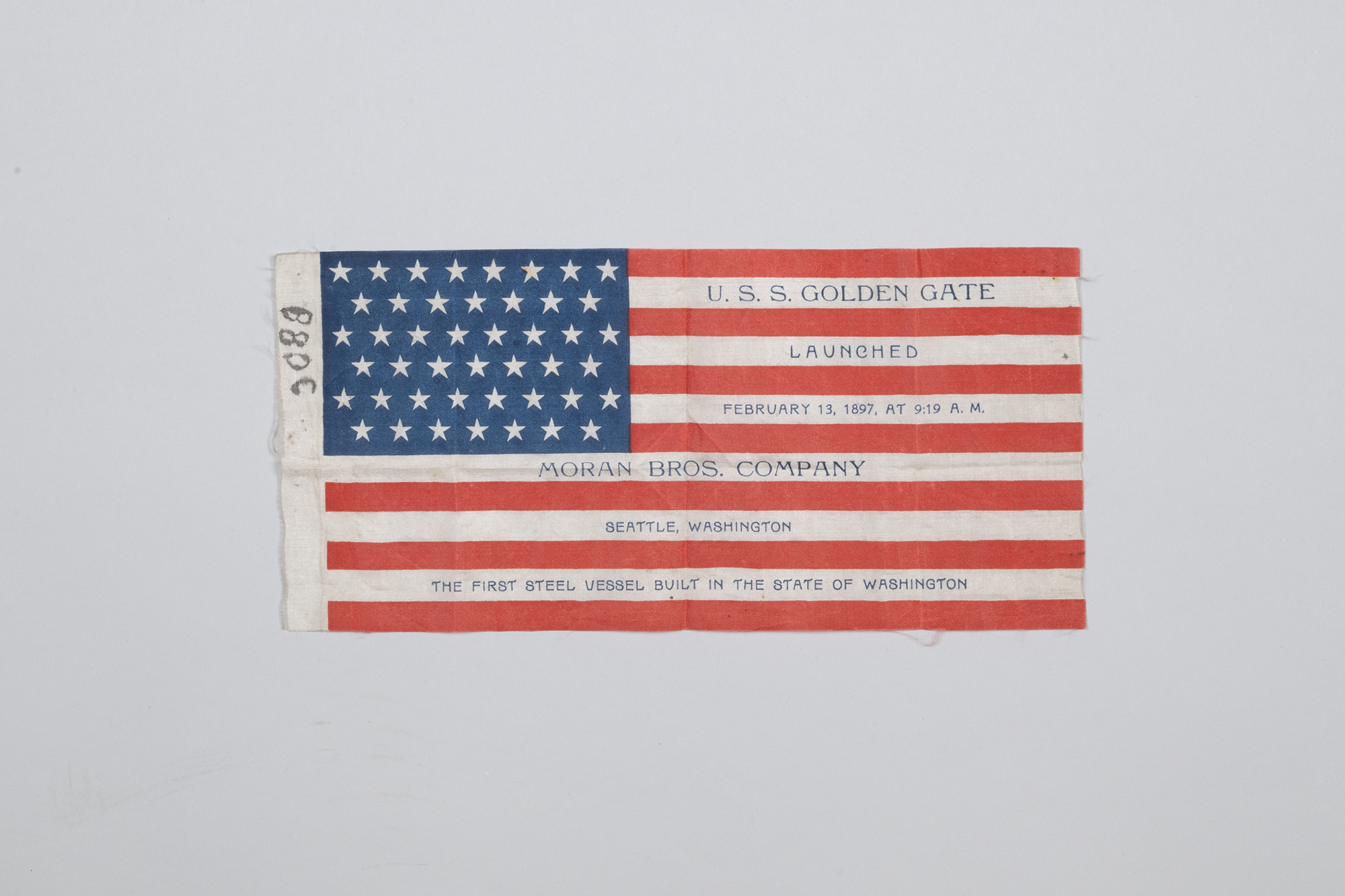 Image of Souvenir flag from the launch of the USS Golden Gate, 1897