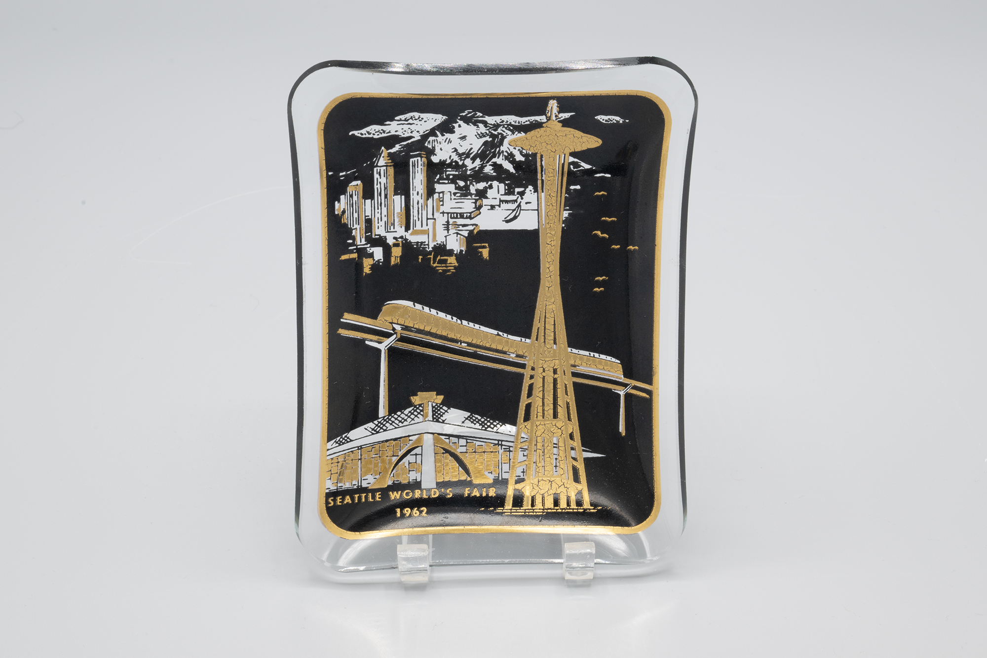 Image of Souvenir glass ashtray from the Seattle World's Fair, ca. 1962