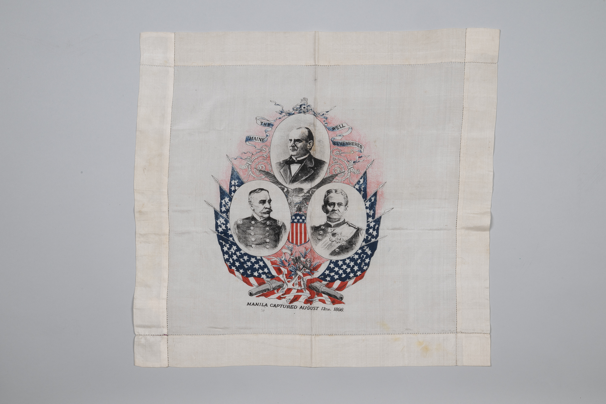 Image of Souvenir handkerchief commemorating the Spanish-American War, 1898