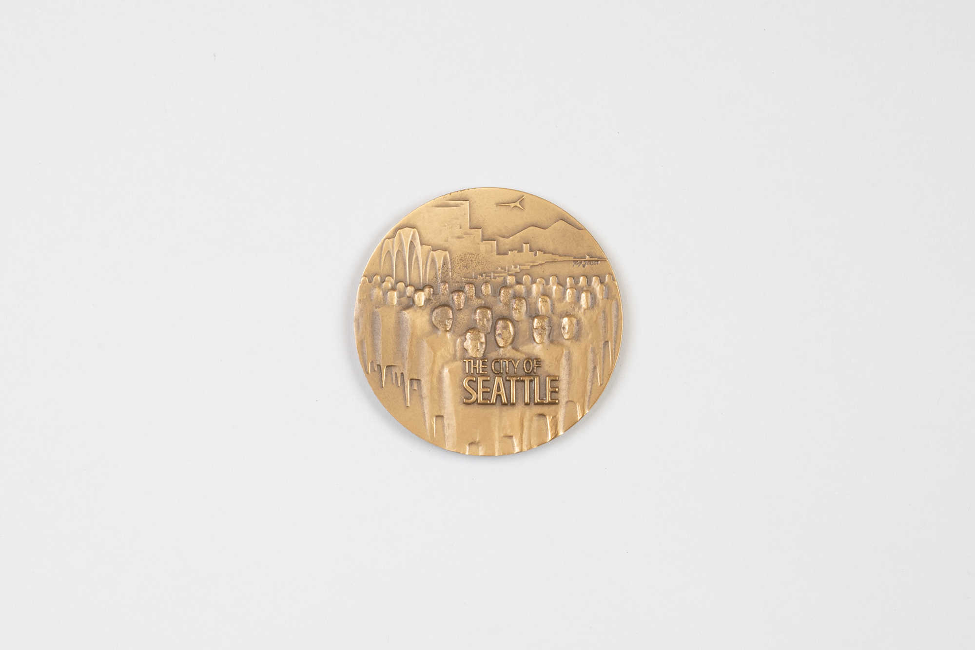 Image of City of Seattle medallion honoring aerospace pioneers, 1967